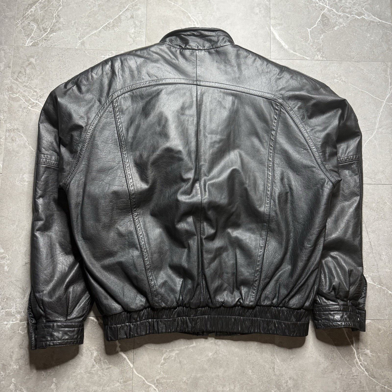 Vintage Vintage Expressions World Wide Black Leather Bomber Jacket Size US M / EU 48-50 / 2 - 3 Thumbnail