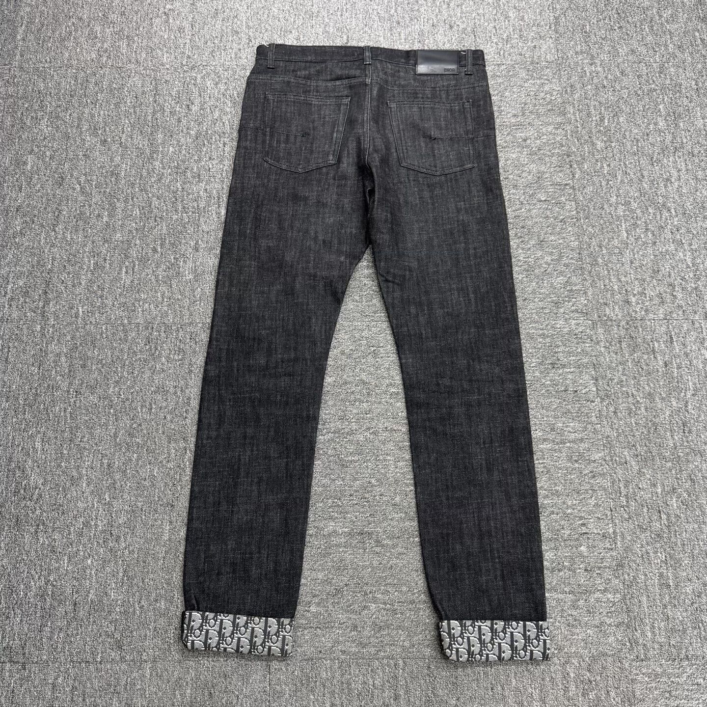 Dior Unique Denim Pants with Logo Cuff.