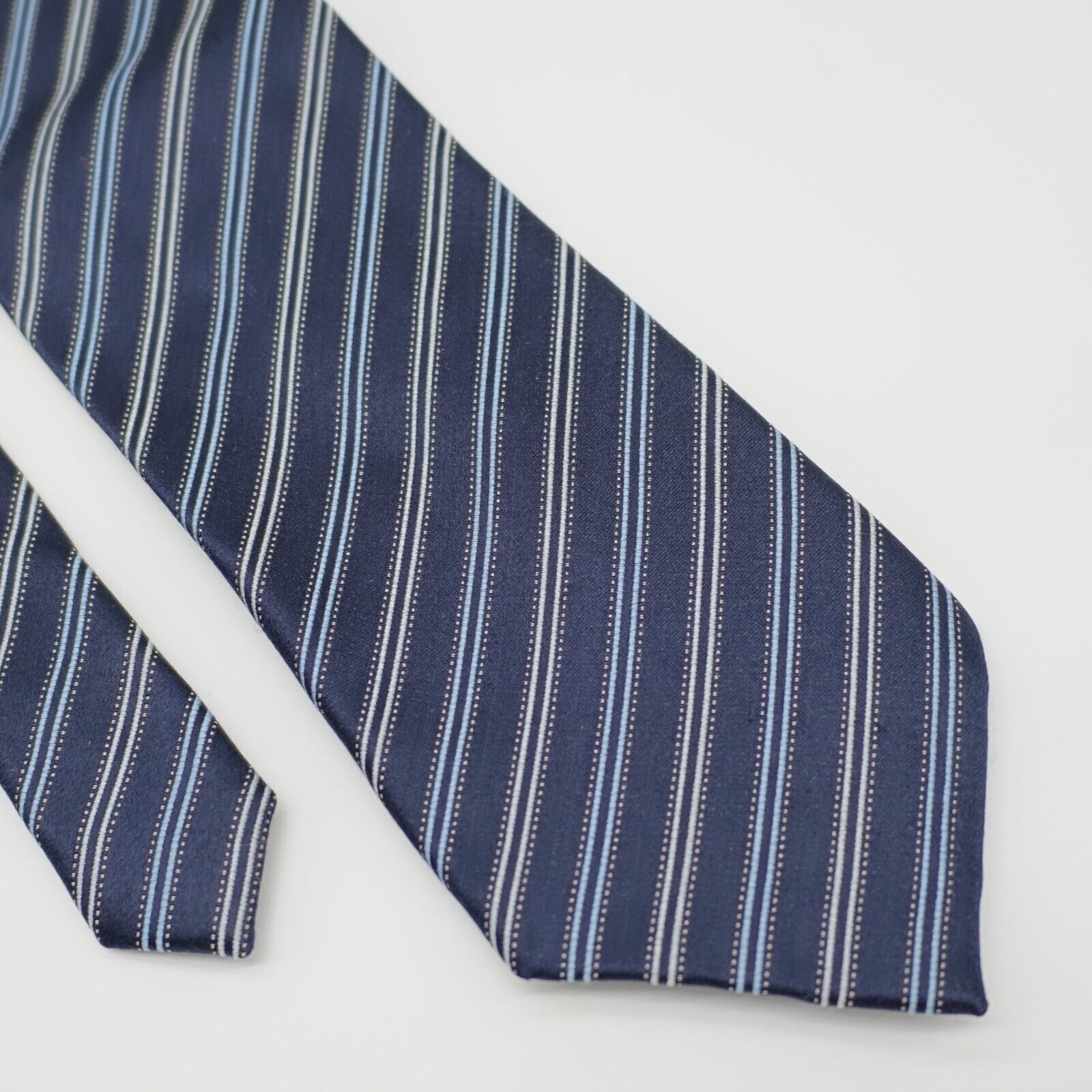 Calvin Klein Calvin Klein Blue Striped Woven Silk Tie Size ONE SIZE - 1 Thumbnail