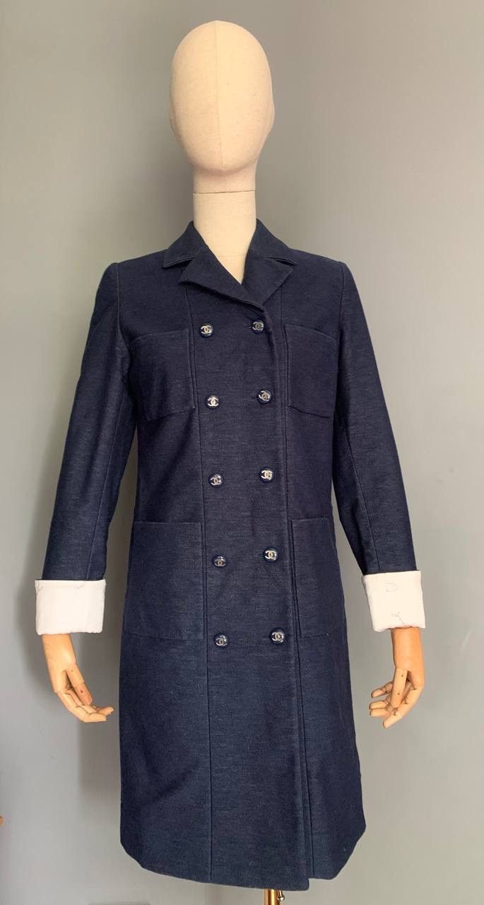 Chanel Chanel Jacket Coat CC Women Double Breasted Logo Blue Sz:36 Size S / US 4 / IT 40 - 3 Thumbnail