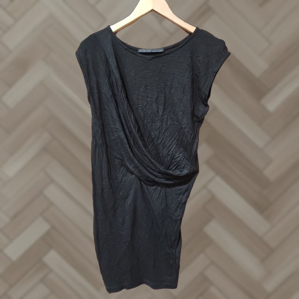 Allsaints VINTAGE AllSaints Black Sabie Draped Cap Sleeve Dress 2 Womens Mini Dress Black Cap Sleeve 90s Event Womens Size XS / US 0-2 / IT 36-38 - 1 Thumbnail
