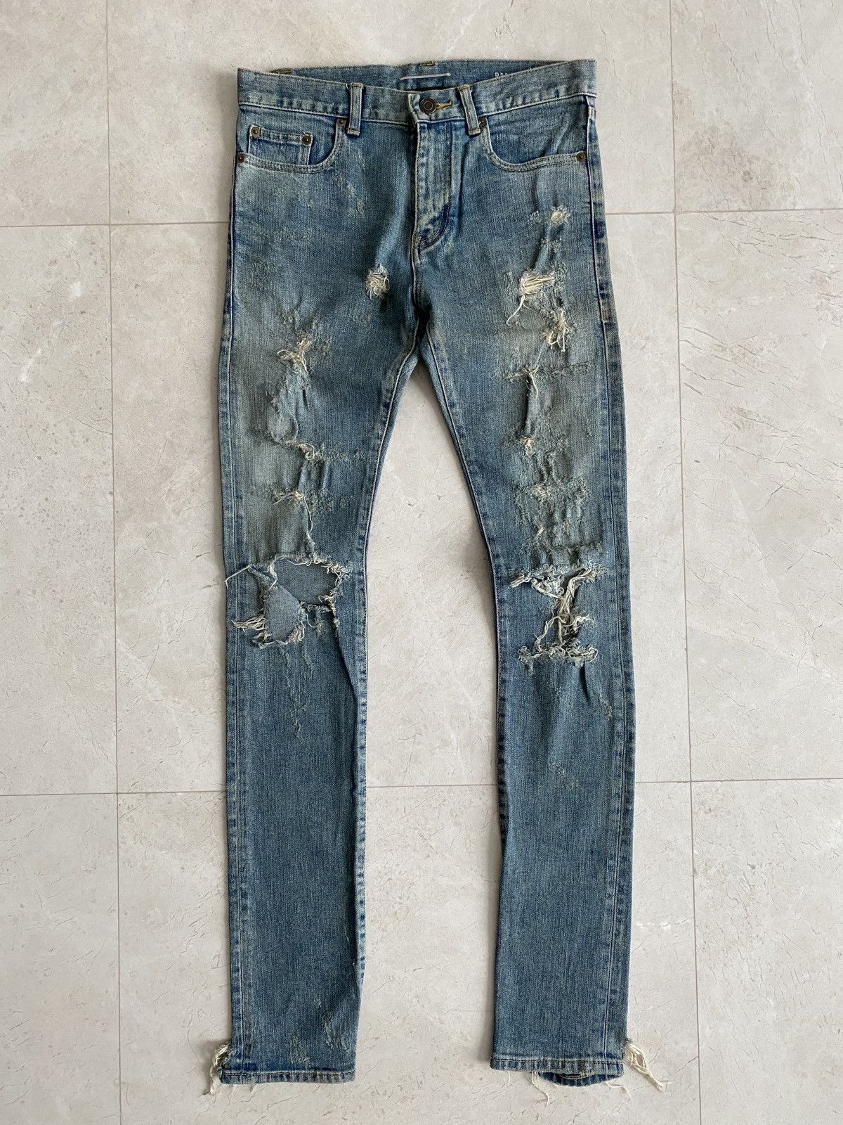 Saint Laurent Destroyed Jeans | Grailed
