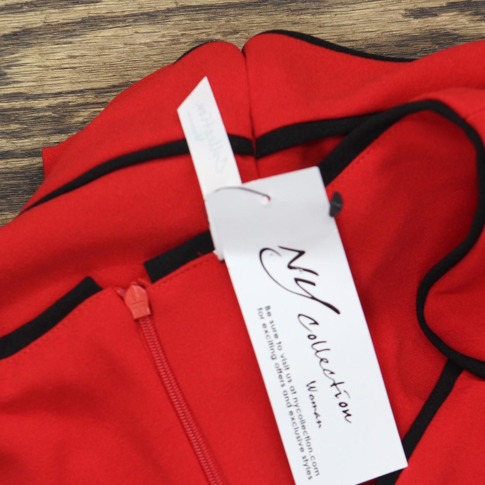 Other Nwt Ny Collection Sleeve Piped Detail Dress Red / Black 1x Size XL / US 12-14 / IT 48-50 - 3 Thumbnail