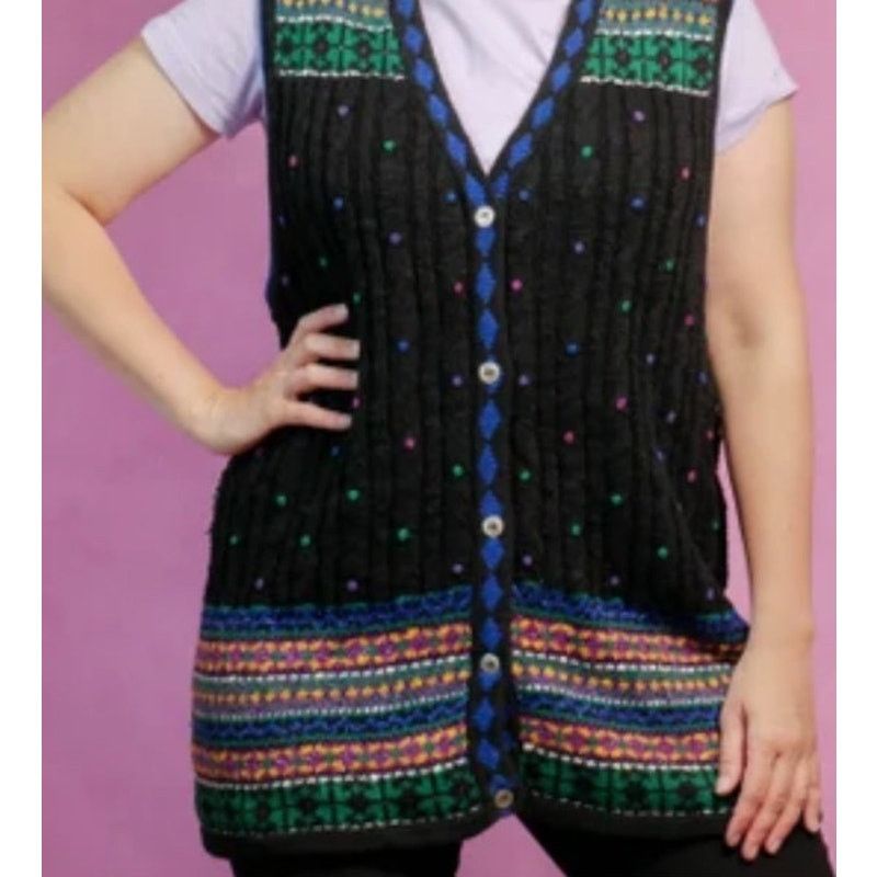 Vintage Vintage 80’s Rrruss Black Rainbow Sweater Vest Medium Large Size M / US 6-8 / IT 42-44 - 1 Thumbnail