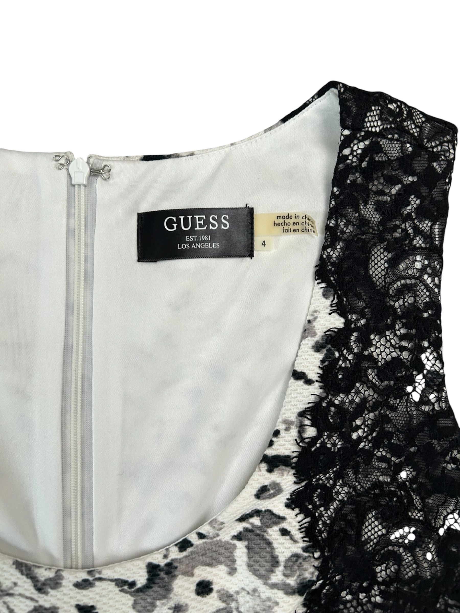 Guess GUESS Sz. 4 Black White Lace Bodycon Mini Dress Size S / US 4 / IT 40 - 5 Thumbnail