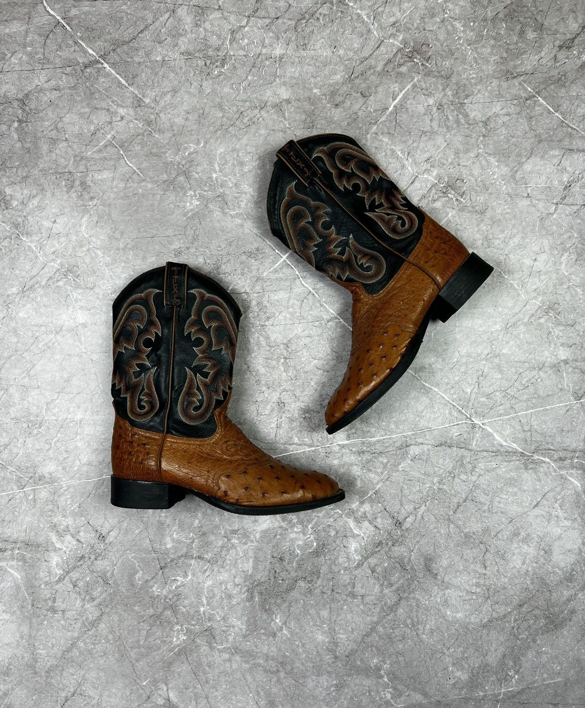 Tony Lama Tony Lama Black brown Ostrich Western Cowboy Boots Size US 9 / EU 42 - 1 Thumbnail