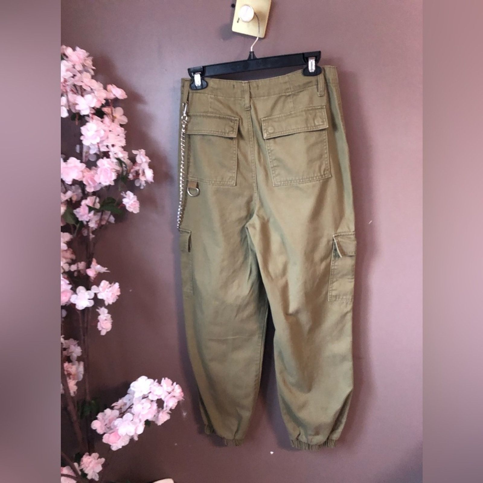 NBDN Nobrandedon Cargo pants bottoms with side hanging metal chain attached Size 26" / US 2 / IT 38 - 5 Thumbnail