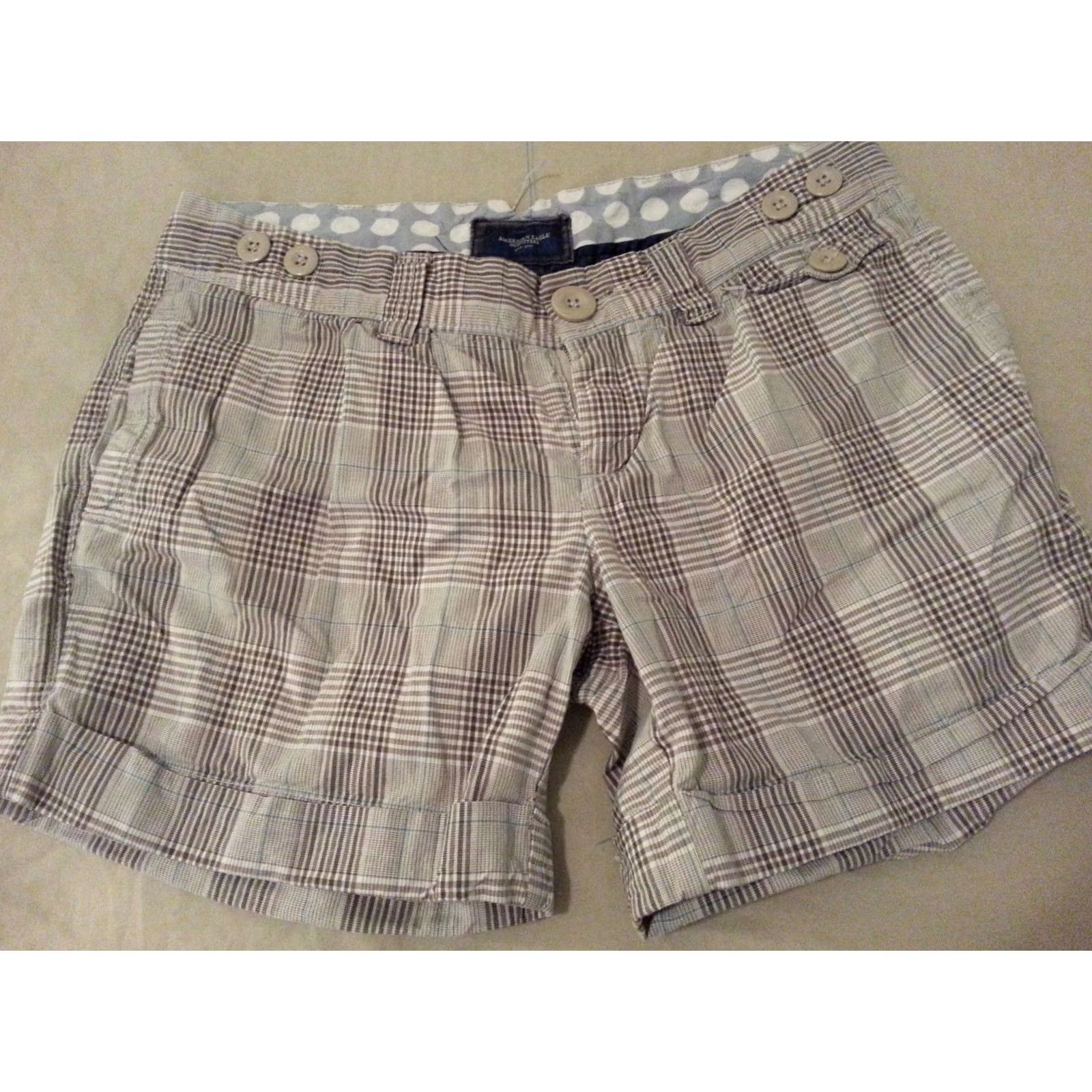 American Eagle Outfitters Womens American Eagle Outfitters Khaki Plaid Shorts 2 Cotton Size 26" / US 2 / IT 38 - 2 Thumbnail