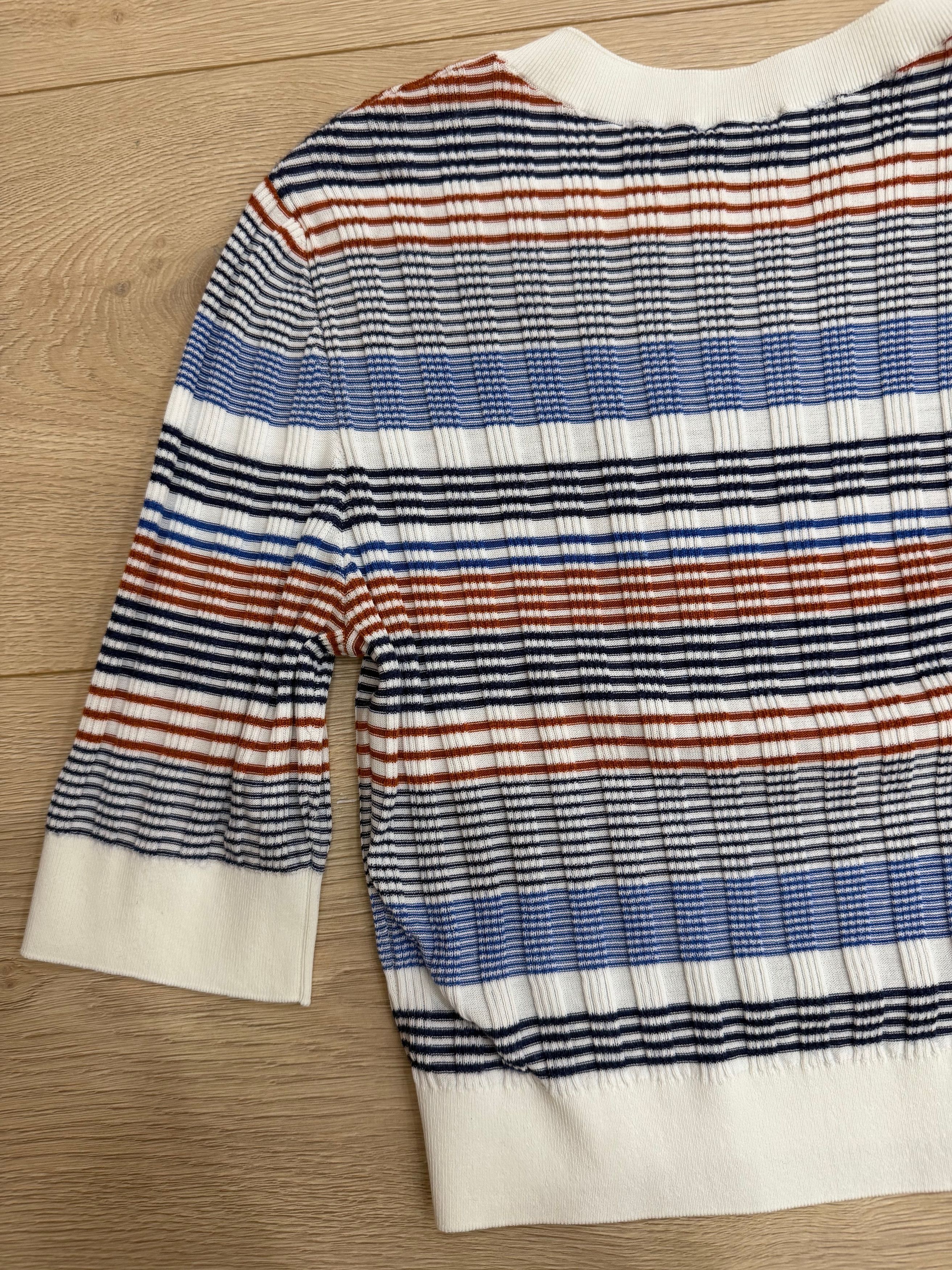 Chanel 21C White Orange Striped CC Logo Top Short Pullover Shirt 38 Size XS / US 0-2 / IT 36-38 - 14 Thumbnail