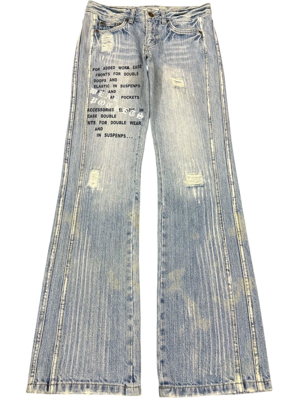 Seditionaries Vintage Japanese Brand Faded Wash Printed Flare Jeans Size US 29 - 1 Thumbnail