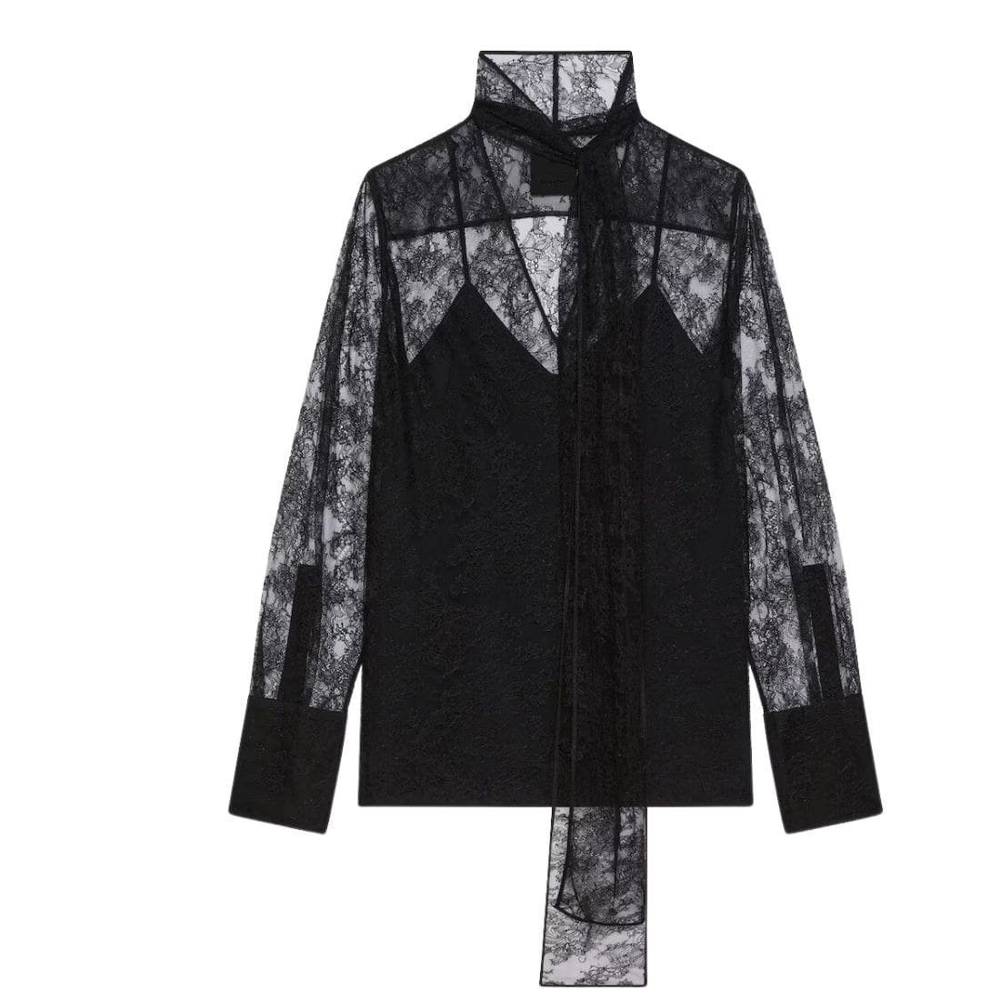 Givenchy o1w1db10325 Lavalliere Blouse in Black Size M / US 6-8 / IT 42-44 - 1 Thumbnail