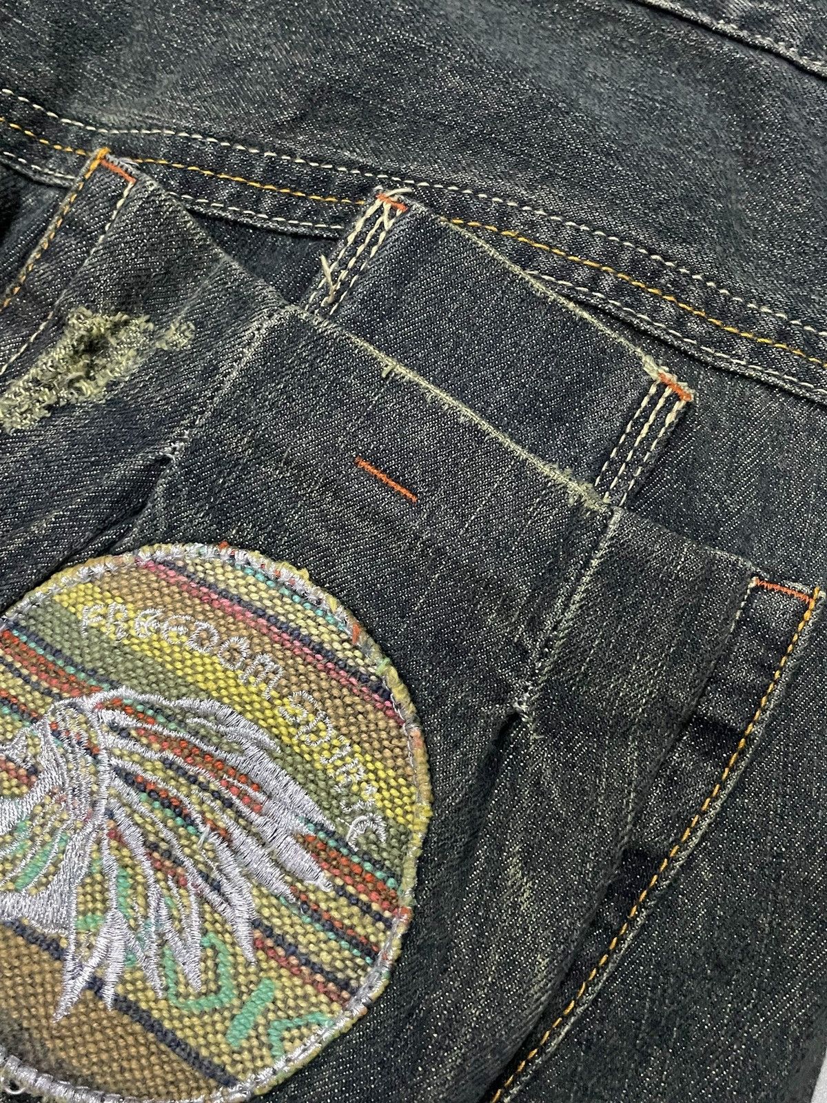 Hysteric Glamour × Roots Root Three Japan Muddy Green Flare Embroidered Native Jeans Size US 34 / EU 50 - 19 Thumbnail