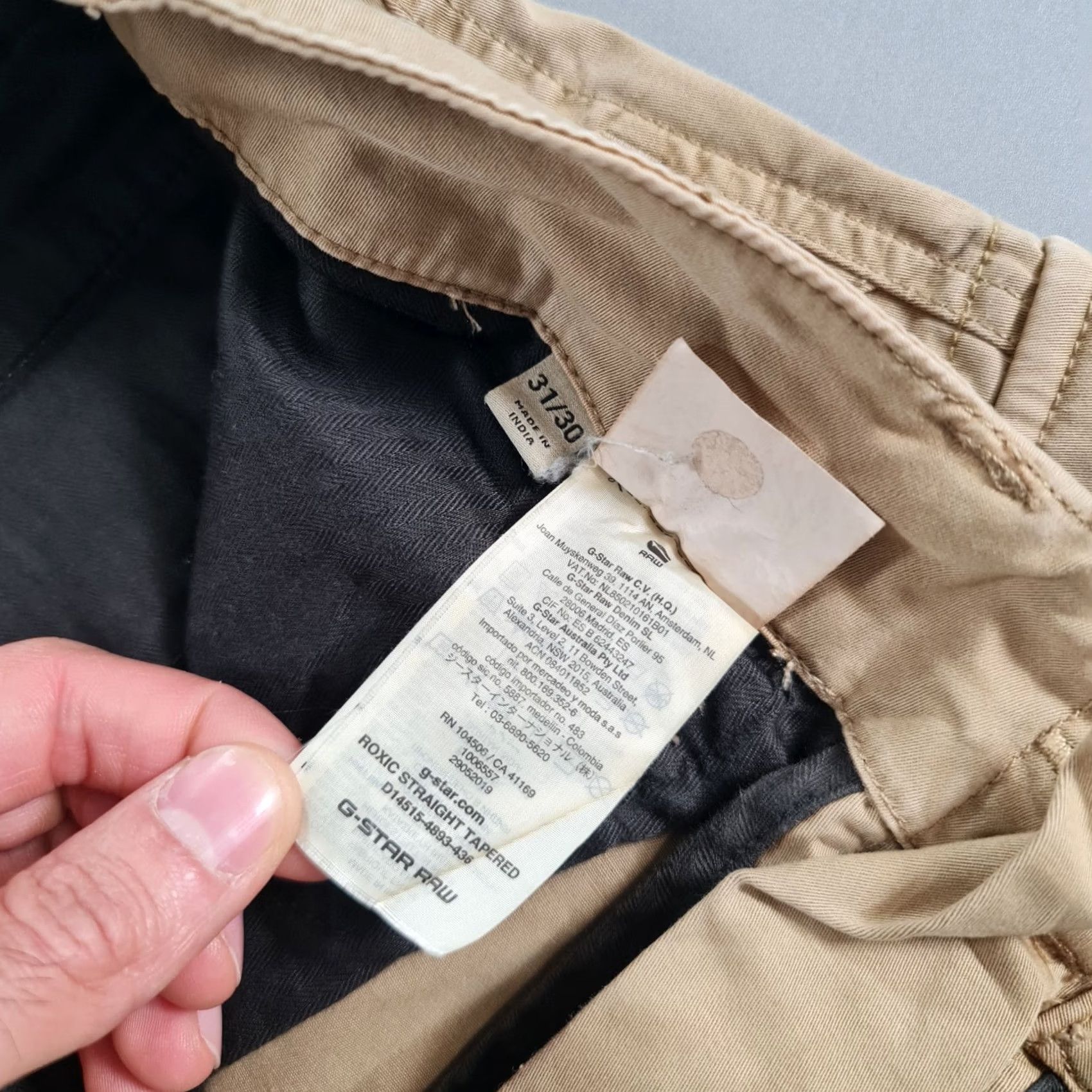 G-Star G-Star Mens Cargo Pants Beige W31 L30 Roxic Straight Tapered Leg Trousers Size US 31 - 5 Thumbnail