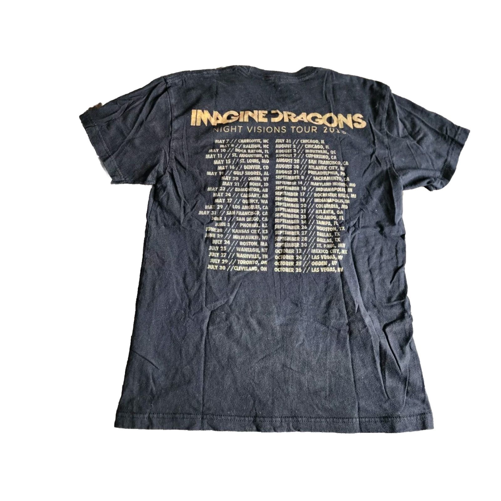 Vintage VINTAGE Imag ine Dragons Night Visions Tour 2013 Double-Sided T Shirt Mens S Black Band Shirt Size US S / EU 44-46 / 1 - 2 Thumbnail