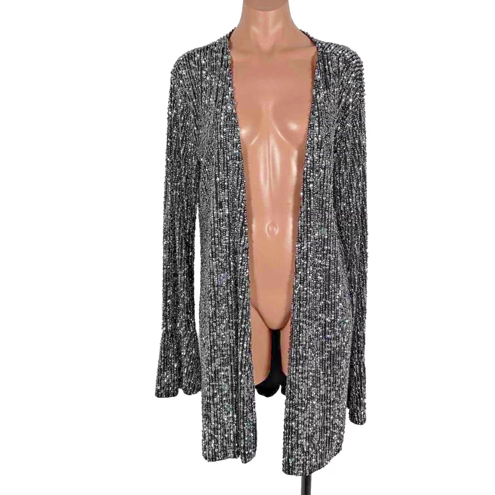 Free People NWT Free People Duster Jacket - Black Oversized 20" Long Sleeve Sz L Vintage Size L / US 10 / IT 46 - 2 Thumbnail