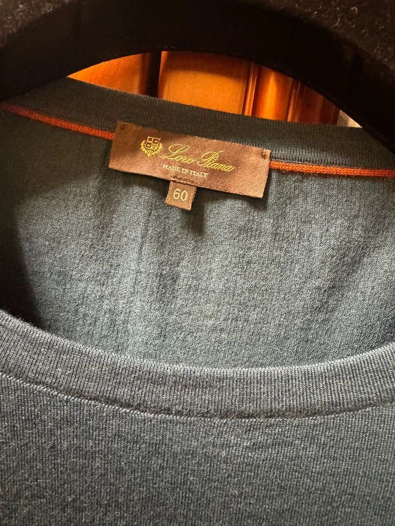 Loro Piana Loro Piana Blue-Green Short-Sleeve Cashmere Sweater- Size US XL / EU 56 / 4 - 3 Thumbnail