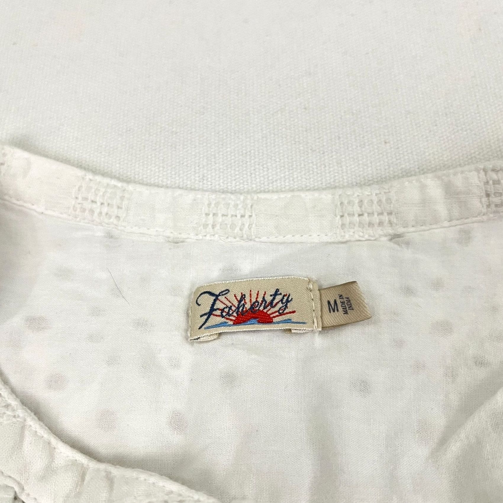 Faherty Faherty Isha Eyelet Dress Womens M White Organic Cotton Gauze Mini Pockets Boho Size M / US 6-8 / IT 42-44 - 3 Thumbnail
