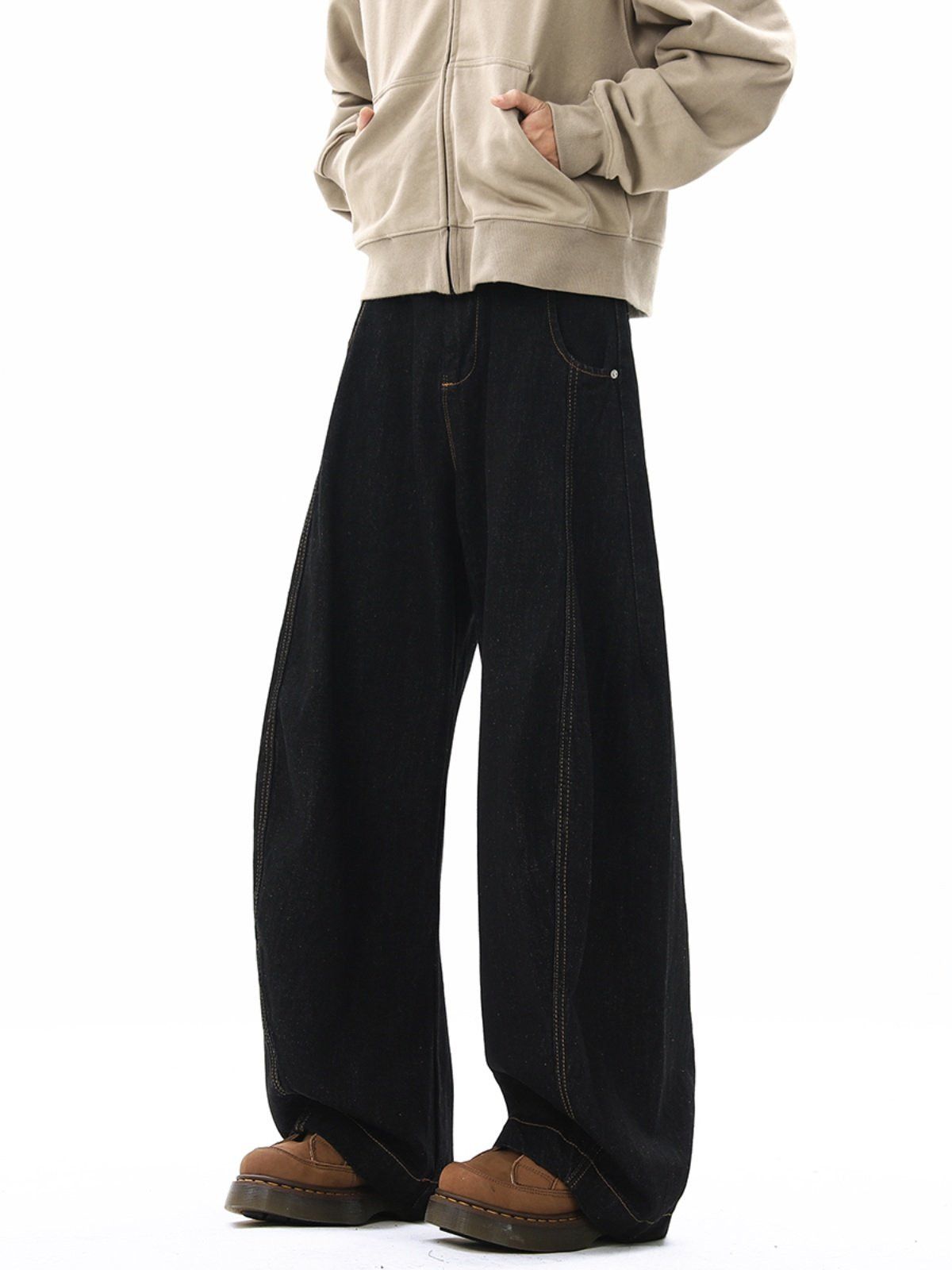 Jean Black men's retro loose straight-leg wide-leg jeans Size US 32 / EU 48 - 2 Thumbnail