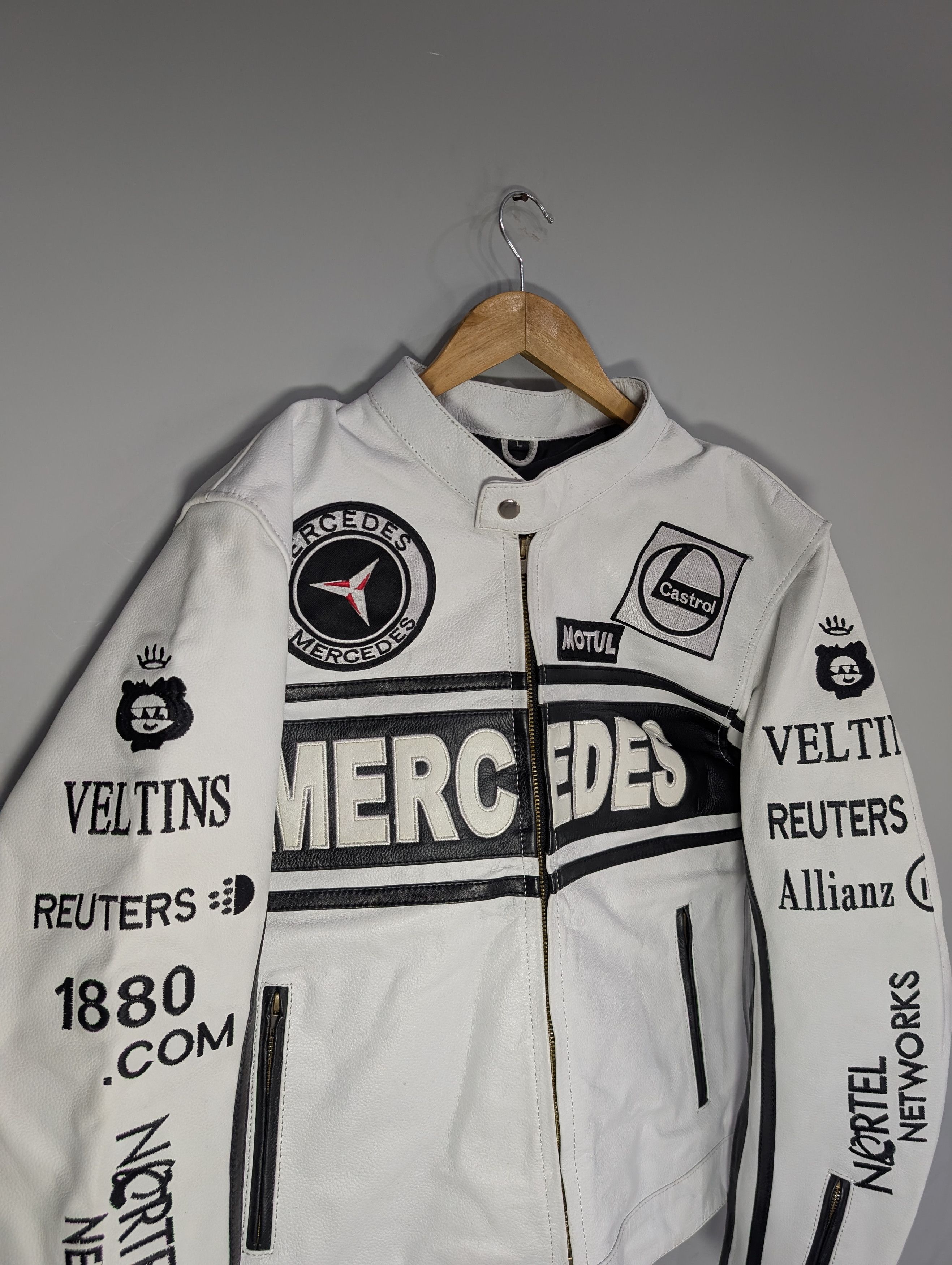 Vintage Mercedes Benz Real Cowhide Leather Jacket Size L / US 10 / IT 46 - 4 Thumbnail