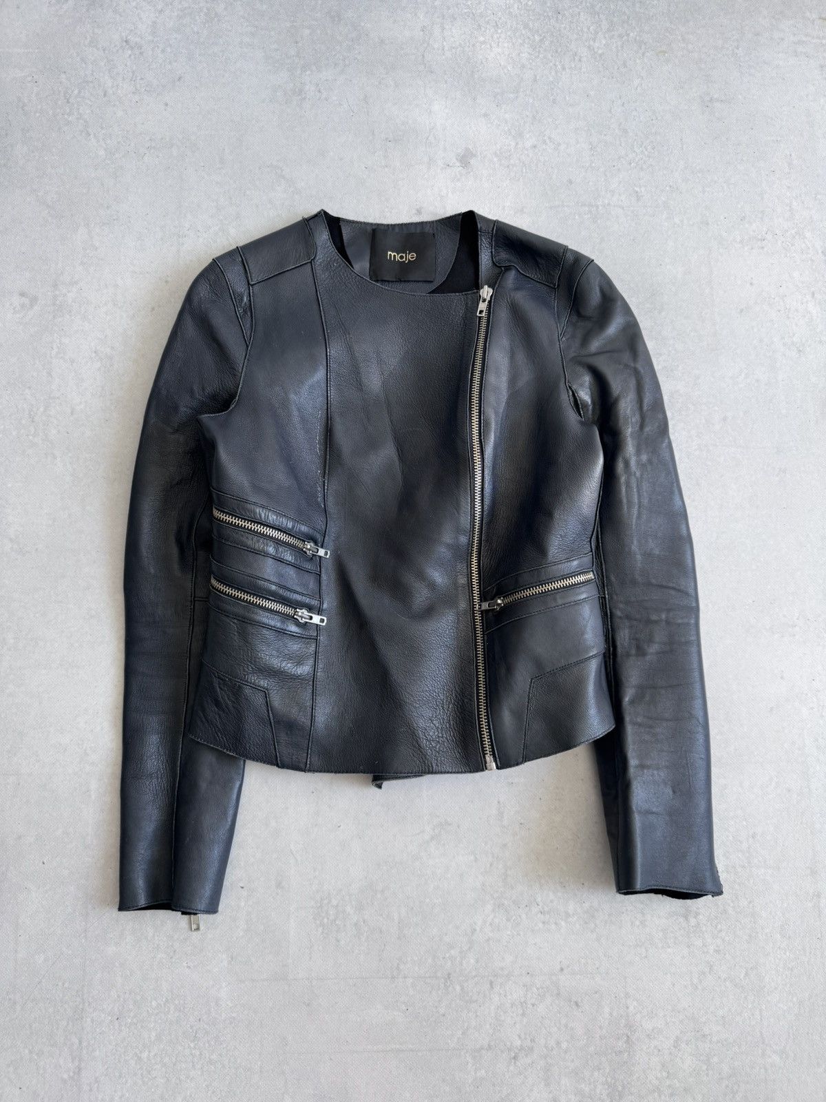 Maje Maje Leather Women’s Zip Biker Style Moto Jacket Y2K Size S / US 4 / IT 40 - 1 Thumbnail