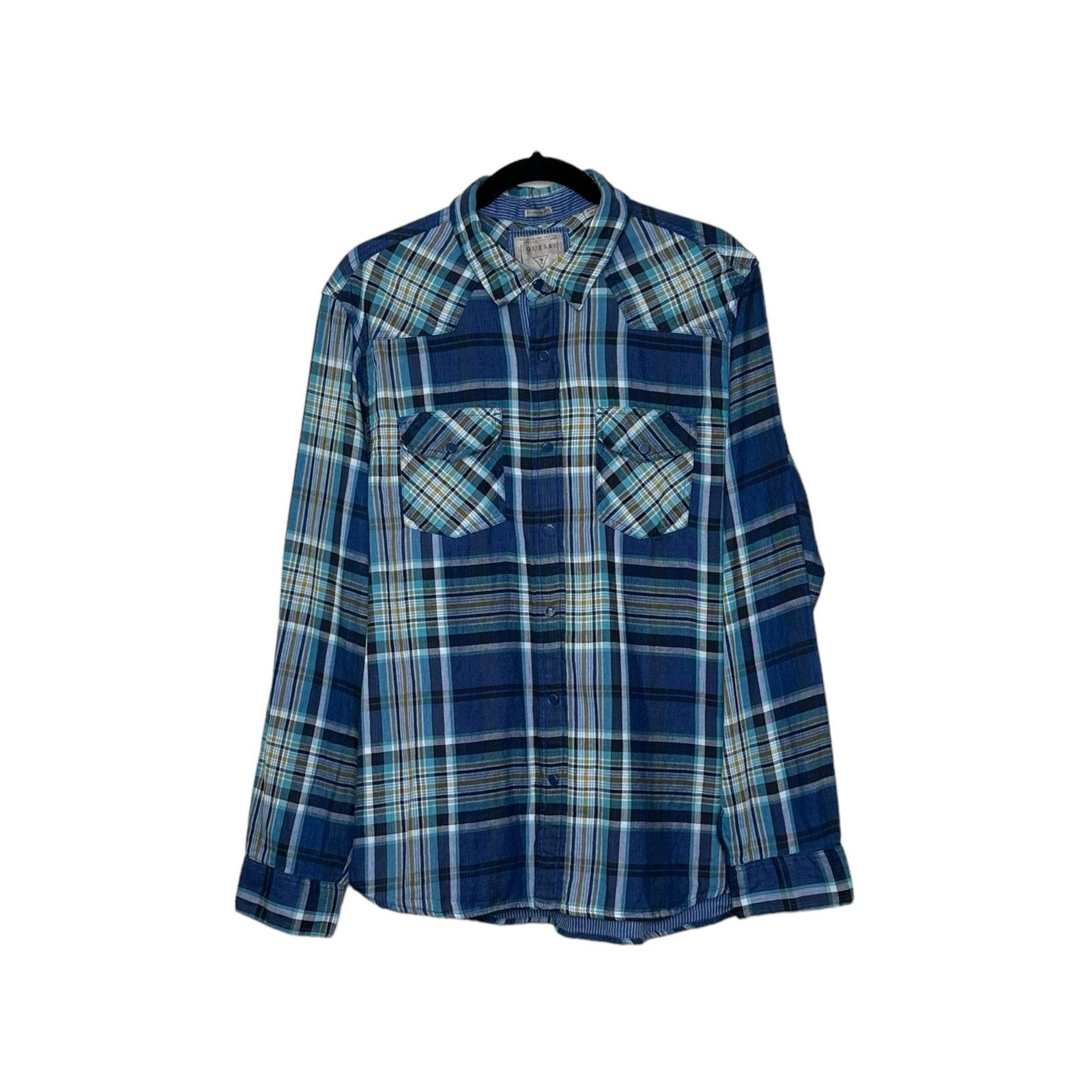 Guess Guess blue plaid long sleeves flannel shirt size large Size US L / EU 52-54 / 3 - 1 Thumbnail