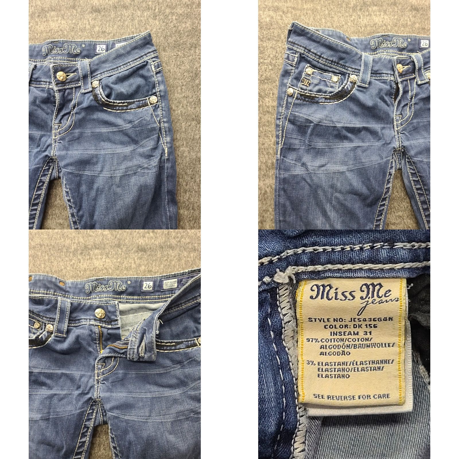 Miss Me Miss Me Jeans Womens 26x30 Jegging Skinny Fit Ankle Cut Low Rise Distressed Denim Cotton Spandex 5-Pocket Design Blue Jeans Womens Boys, Girls, Mens Size 26" / US 2 / IT 38 - 8 Thumbnail