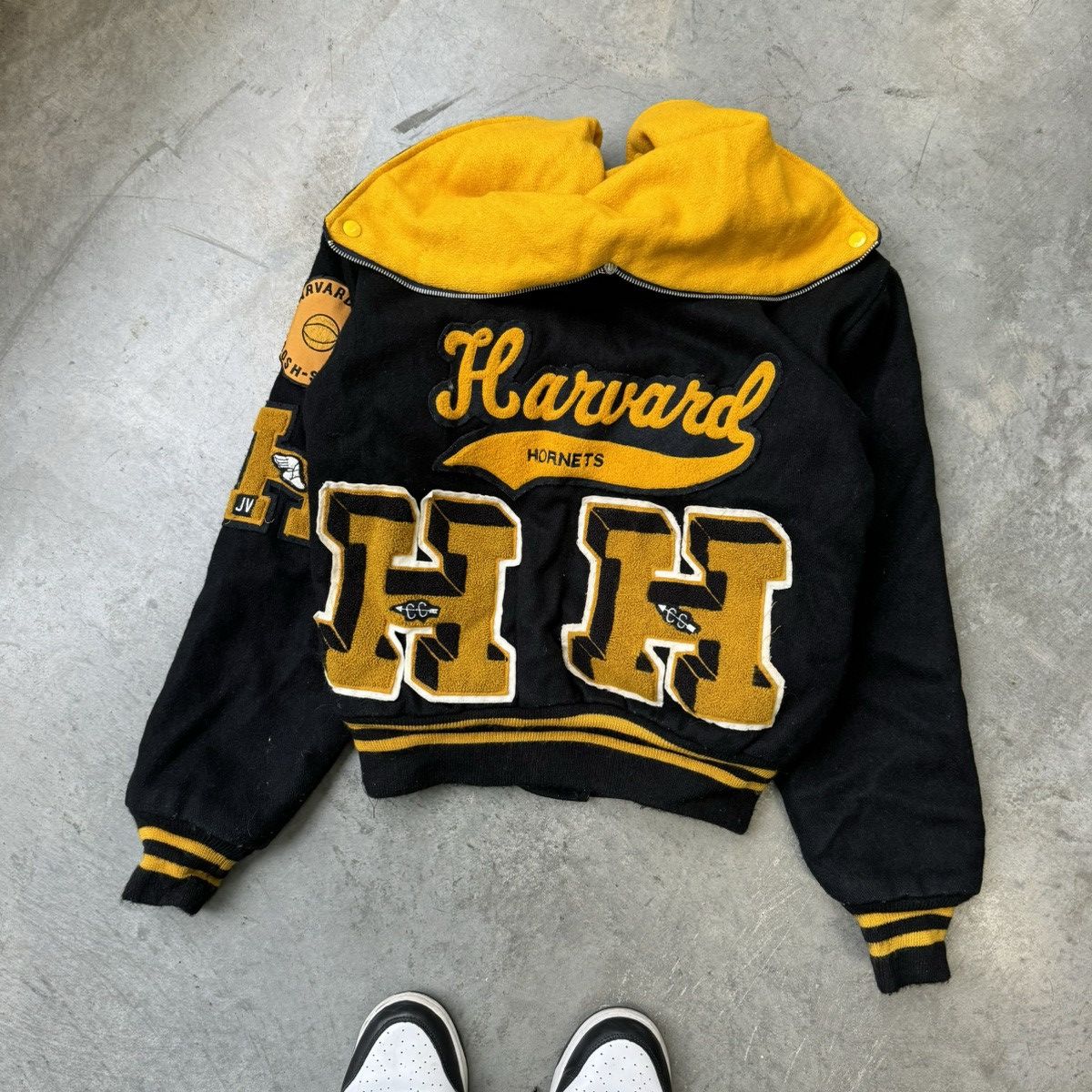 image of Made In USA x Vintage Crazy Vintage 80's Harvard Varsity Jacket in Black, Men's (Size XS)