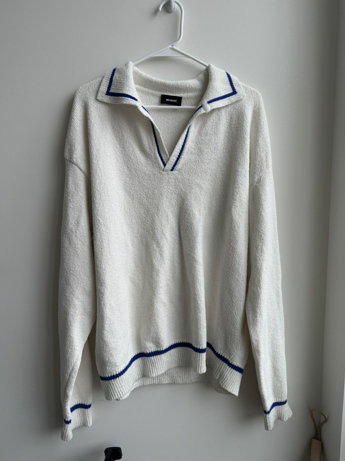 image of We11Done Collared Sweater in White, Men's (Size Medium)