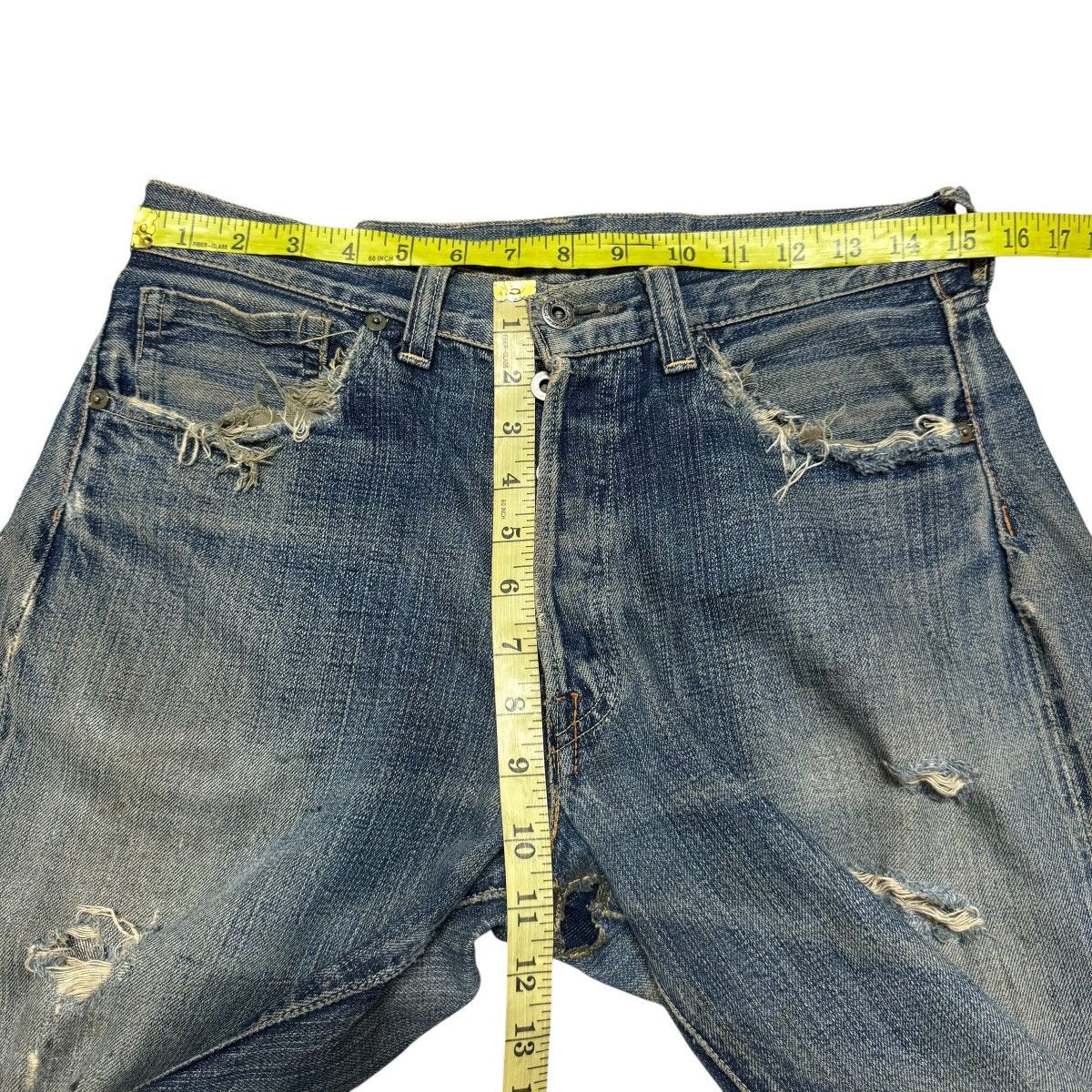 The Real McCoy's Vintage Real McCoys Ultimate Seeker Distessed Denim Jeans Size US 30 / EU 46 - 20 Thumbnail