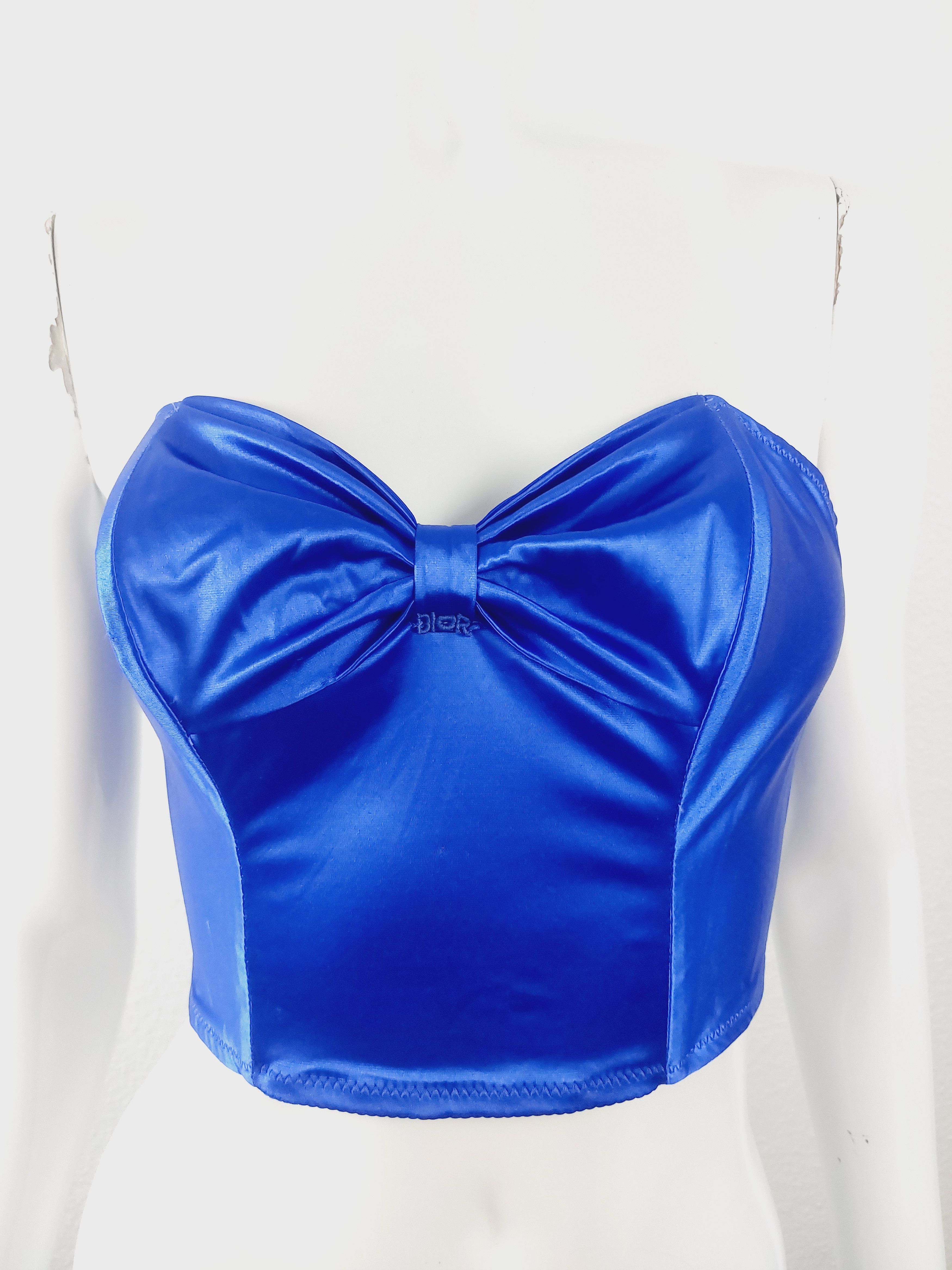 Vintage Christian Dior Navy Blue Logo Corset Bustier NWT