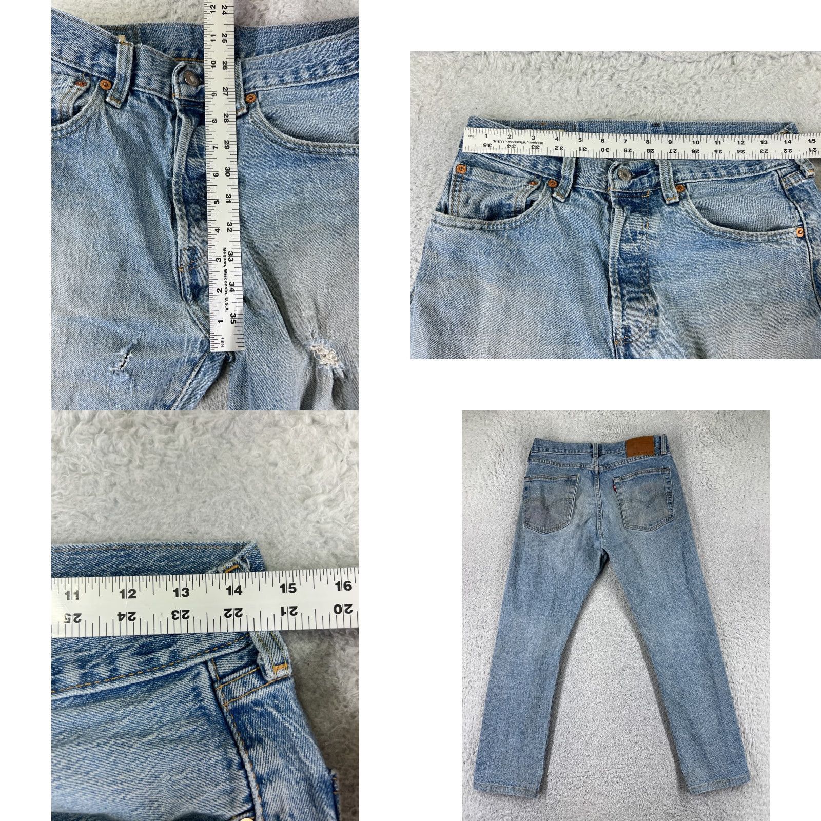 Levi's VINTAGE Levis Jeans 501 Levi'S 501 Series Denim Button Fly 28x26 Blue 501 Model Mens Adult Regular Straight Distressed 5-Pocket Denim Jeans Size US 31 - 9 Thumbnail