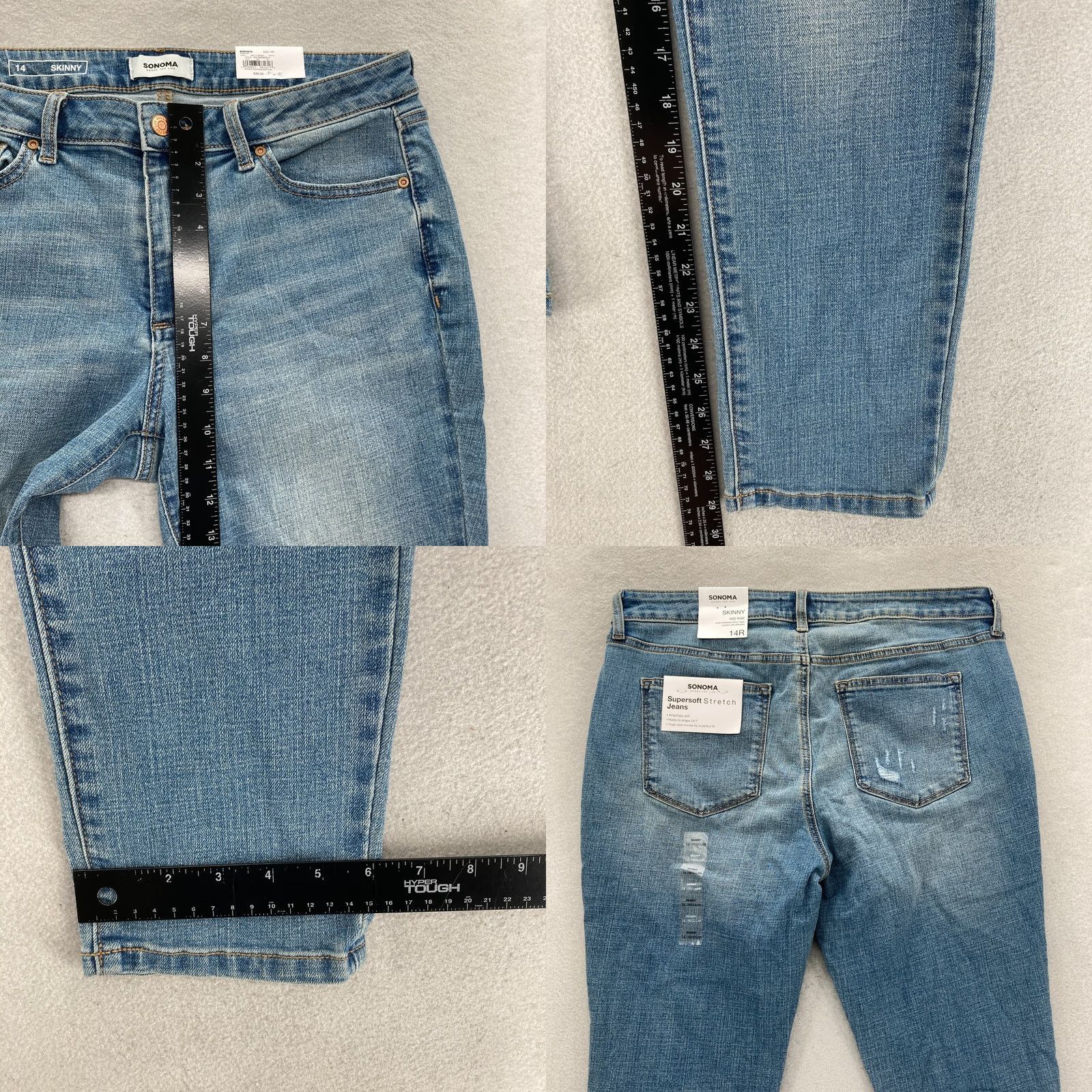 Denime Sonoma Jeans Women's 14 Blue Stretch Denim Distressed Mid Rise Skinny Supersoft Denim Jeans Size 36" / US 14 / IT 50 - 8 Thumbnail
