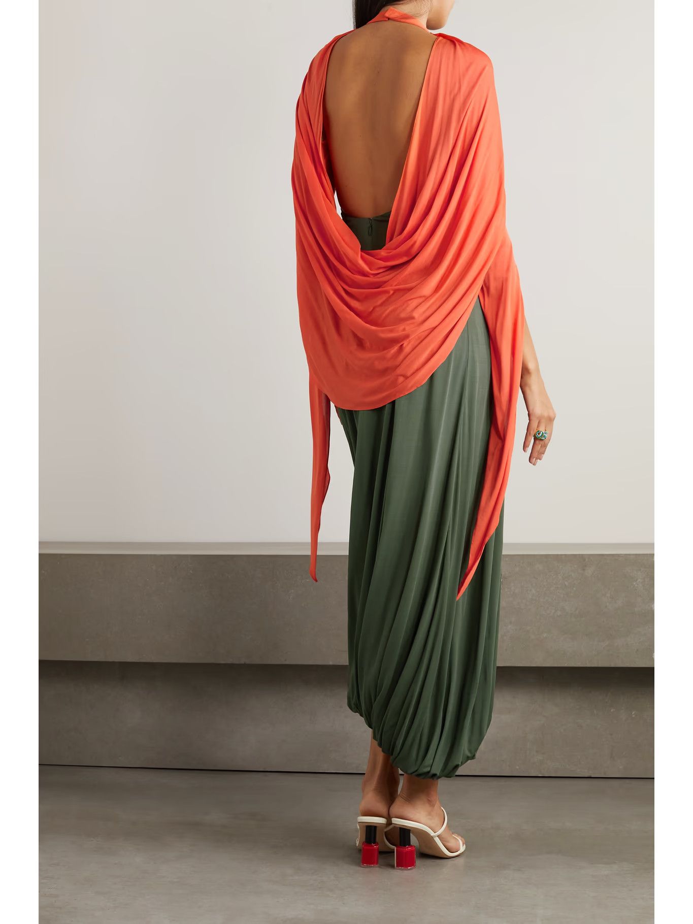 Loewe o1y1025 Maxi Dress in Military Green/Red Size M / US 6-8 / IT 42-44 - 3 Thumbnail