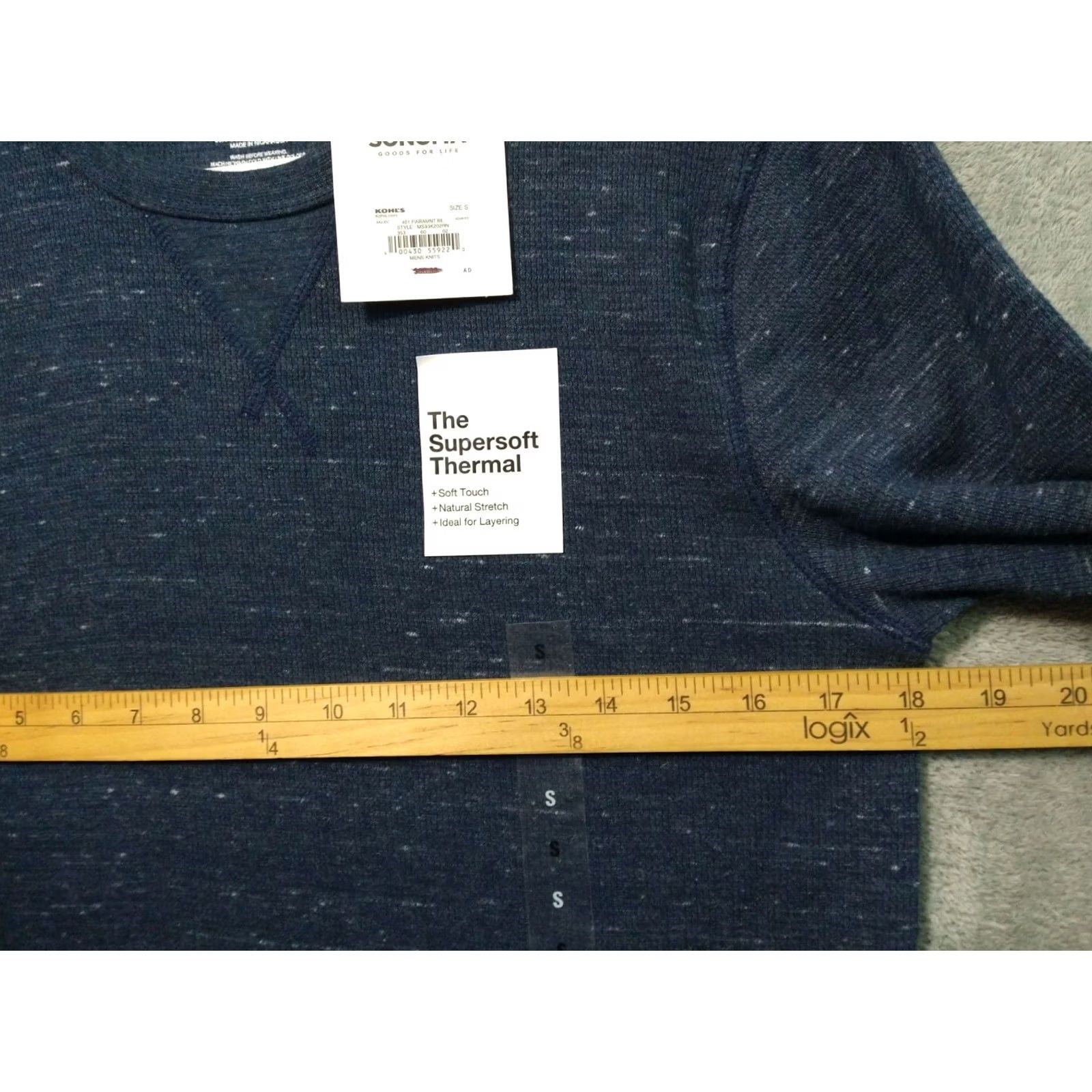 Vintage Sonoma Shirt Mens Small Blue Supersoft Thermal Crew Neck Long Sleeve Stretch Size US S / EU 44-46 / 1 - 4 Thumbnail