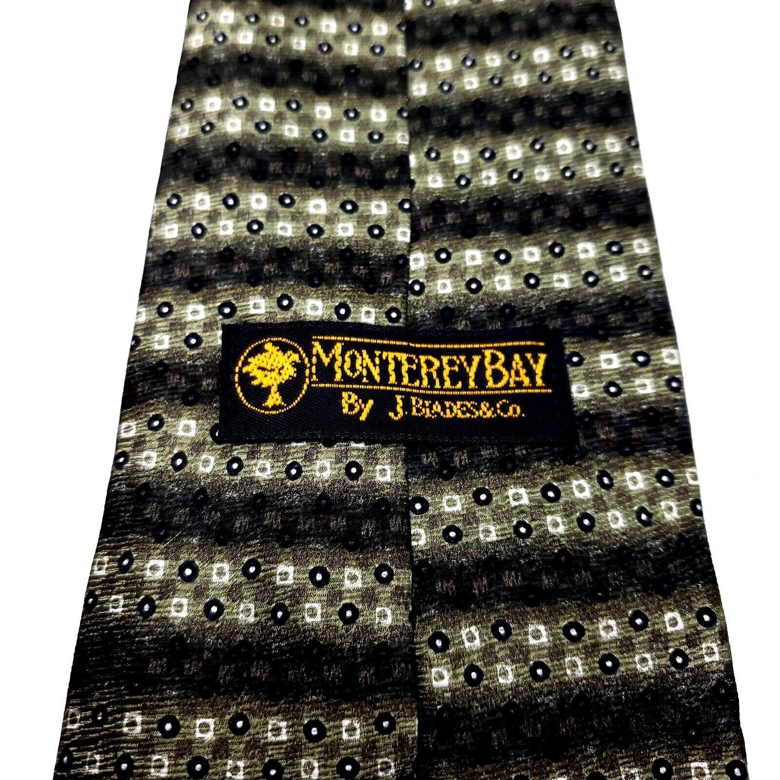 Vintage Monterey Bay Silk Tie J Blades & Co Green Woven Wide Size ONE SIZE - 3 Thumbnail