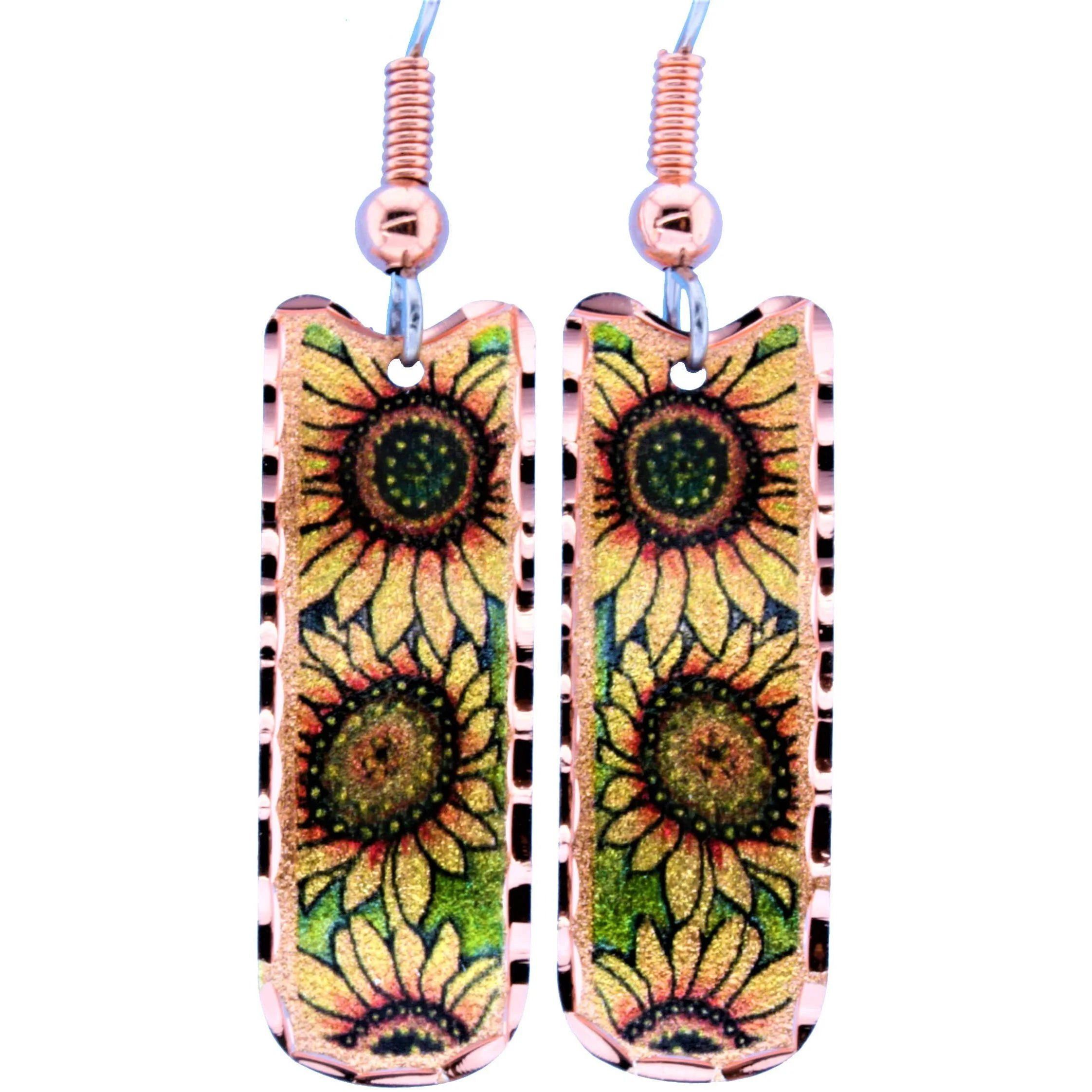 Other Handcrafted Boho Sunflower Earrings, Diamond Cut Wire Drop E Size ONE SIZE - 2 Thumbnail