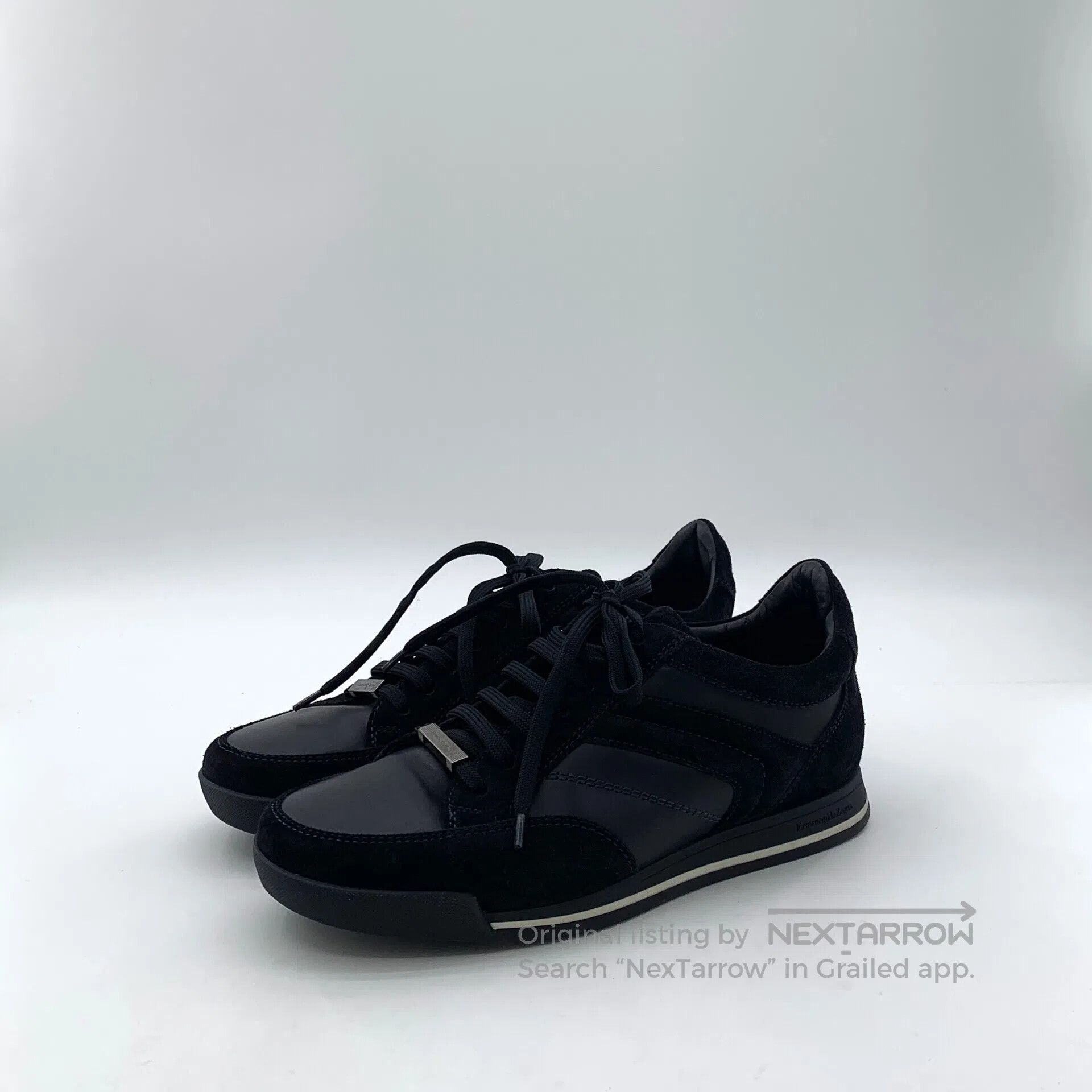 Ermenegildo Zegna Zegna Dark blue laced casual flat board shoes sports shoes Size US 6.5 / EU 39-40 - 1 Thumbnail
