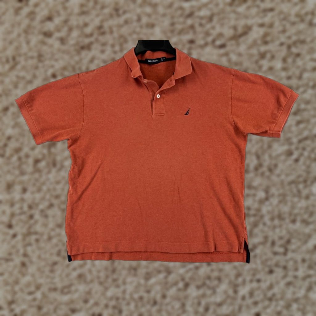 Nautica Nautica Polo Shirt Mens XL Orange 100% Cotton Knit Golf Shirt Outdoor Driving Slim Short Sleeve Mens Size US XL / EU 56 / 4 - 1 Thumbnail