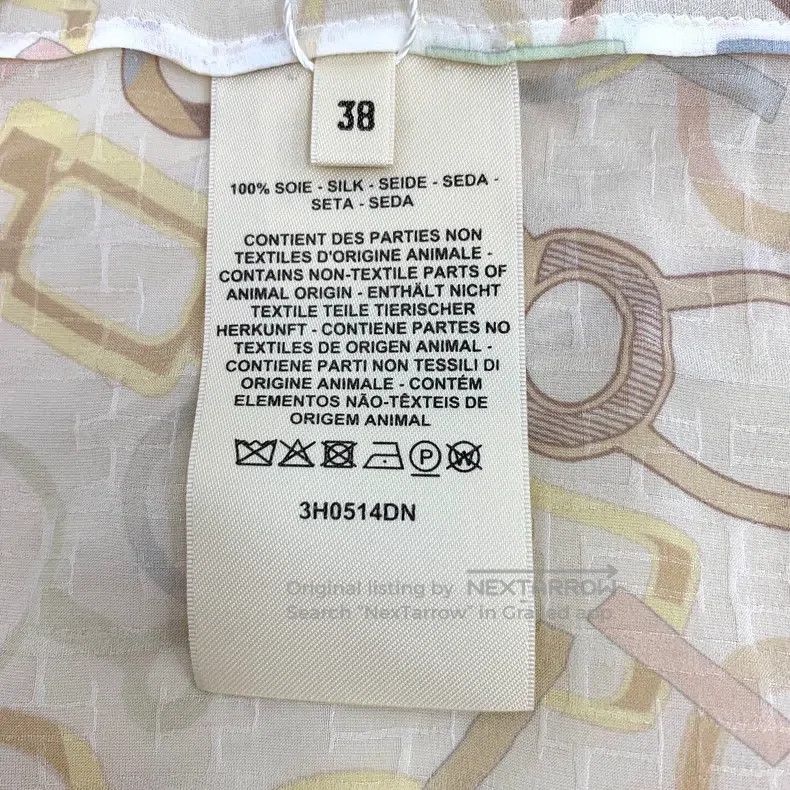 Hermes Hermes Beige Chain Buckle All-Over Print Silk Long Sleeve Size XS / US 0-2 / IT 36-38 - 7 Thumbnail