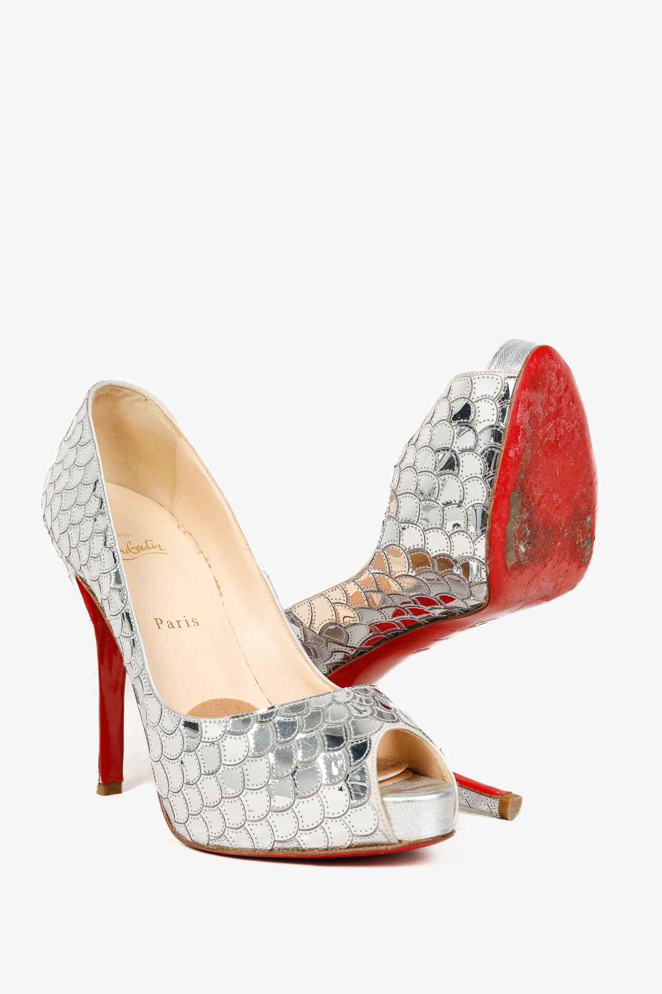 Christian Louboutin Christian Louboutin Poseidon Scale Peep-Toe Platform Pumps Size US 9 / IT 39 - 4 Thumbnail