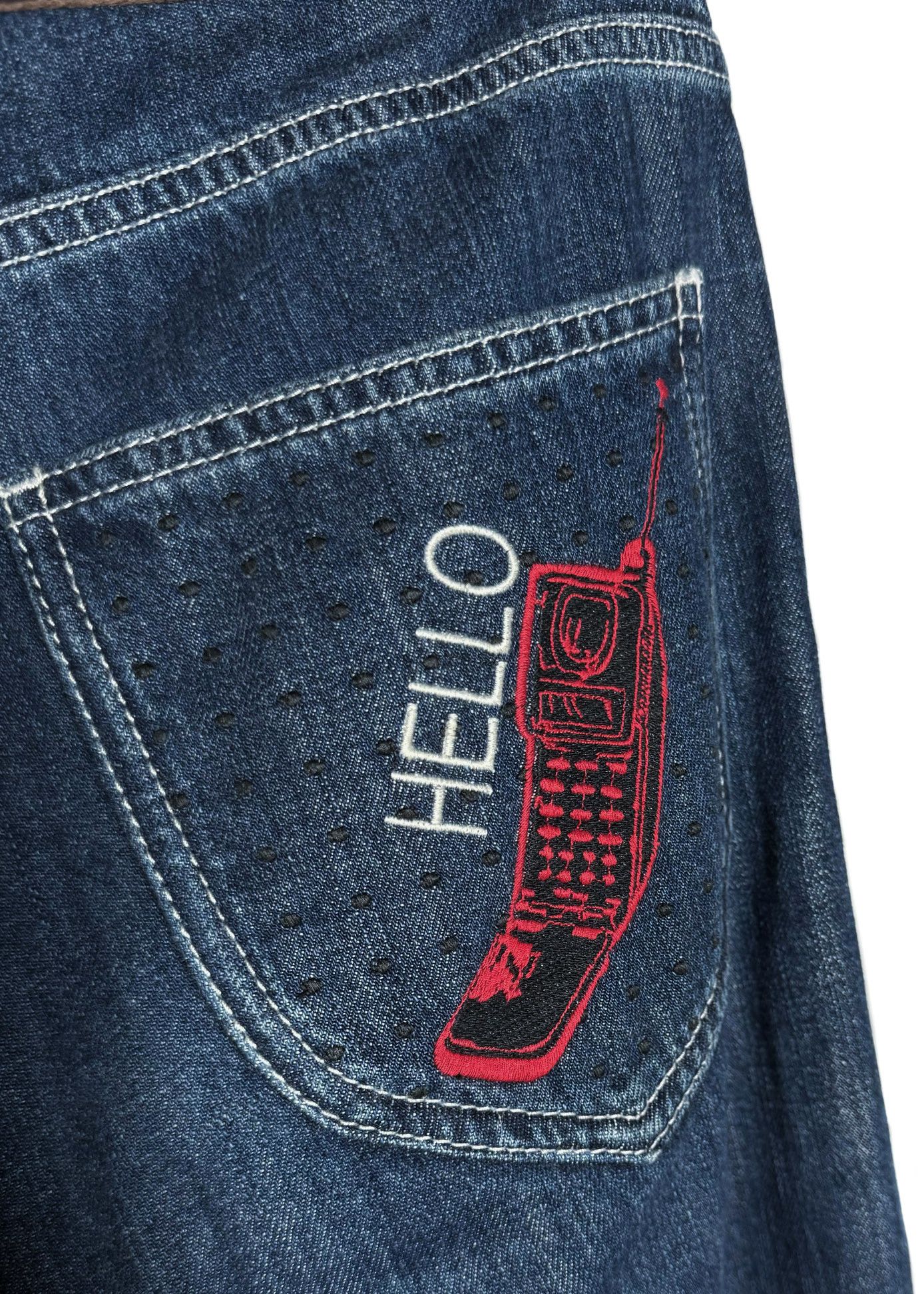 Loewe LOEWE Washed Blue Hello Telephone Embroidered Jeans Size 25" / US 0 / IT 36 - 5 Thumbnail