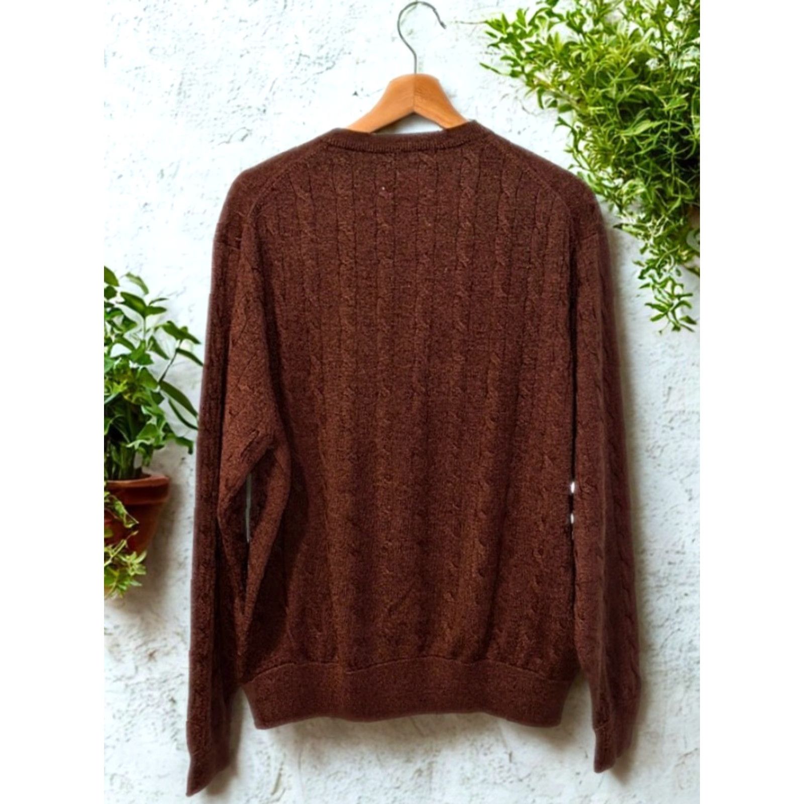 Peter Millar Peter Millar Sweatery Brown Red Cable Knit M Luxe Blend Wool Cashmere Flaw Knit Pullover Crew Neck Long Sleeve Men’s Regular Size M Size US M / EU 48-50 / 2 - 4 Thumbnail