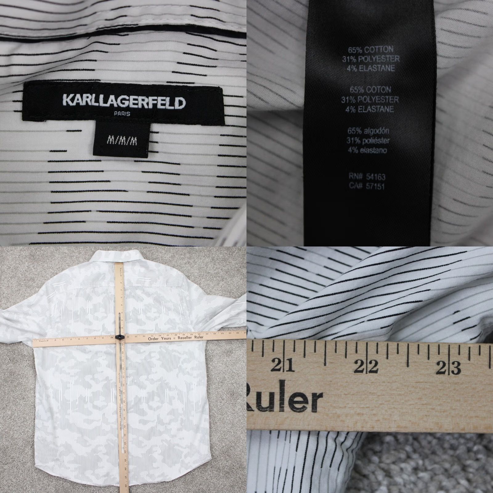 Karl Lagerfeld Karl Lagerfeld Paris Shirt Mens Medium White/Blue Cotton/Poly L/S Button Up Shirt Size US M / EU 48-50 / 2 - 8 Thumbnail