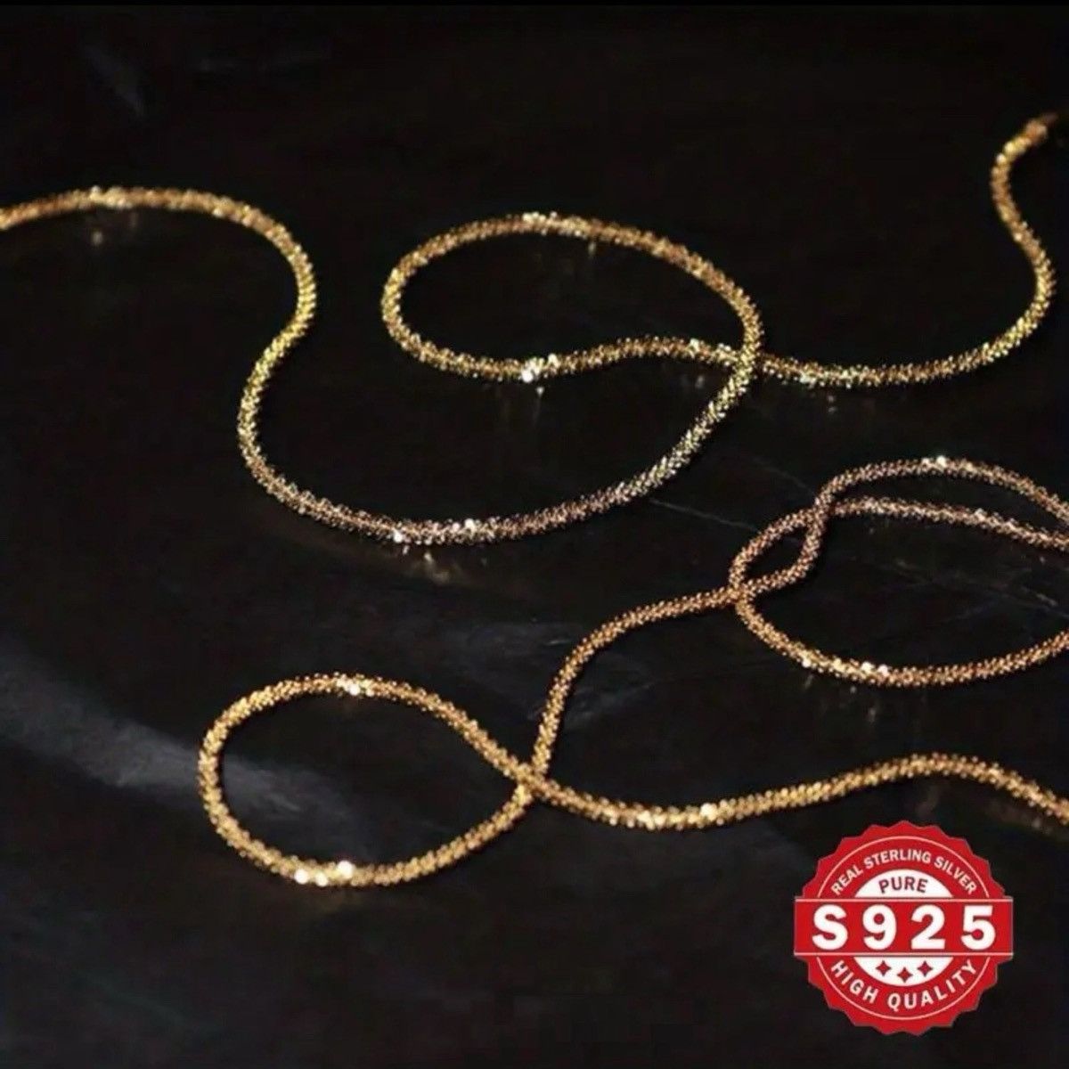 Designer Elegant 925 Sterling Silver Gold 26” Sparking Paaving Should Size ONE SIZE - 2 Thumbnail