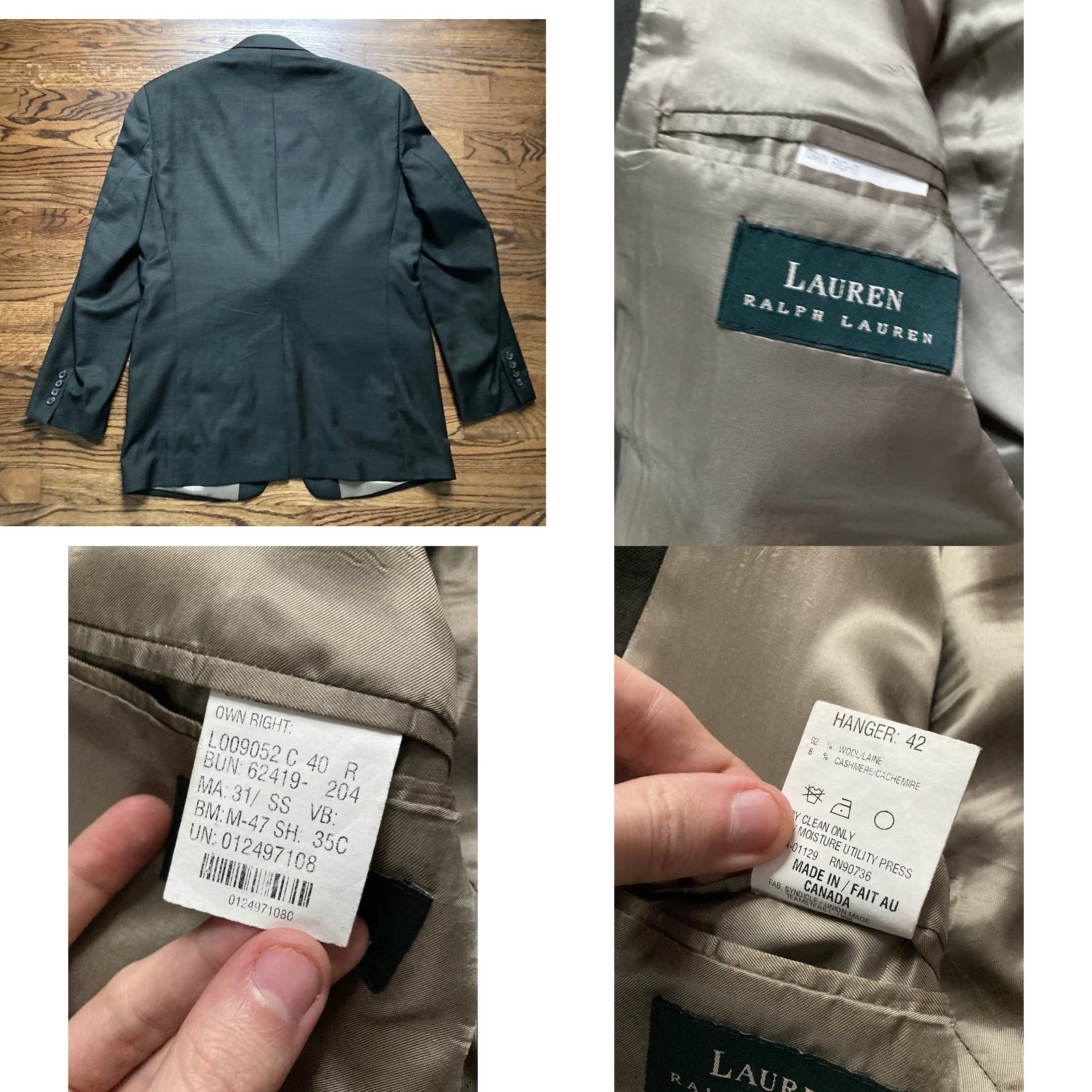 Ralph Lauren Lauren Ralph Lauren Mens Blazer Jacket Gray Wool Cashmere 40R Two Button Size 40R - 8 Thumbnail
