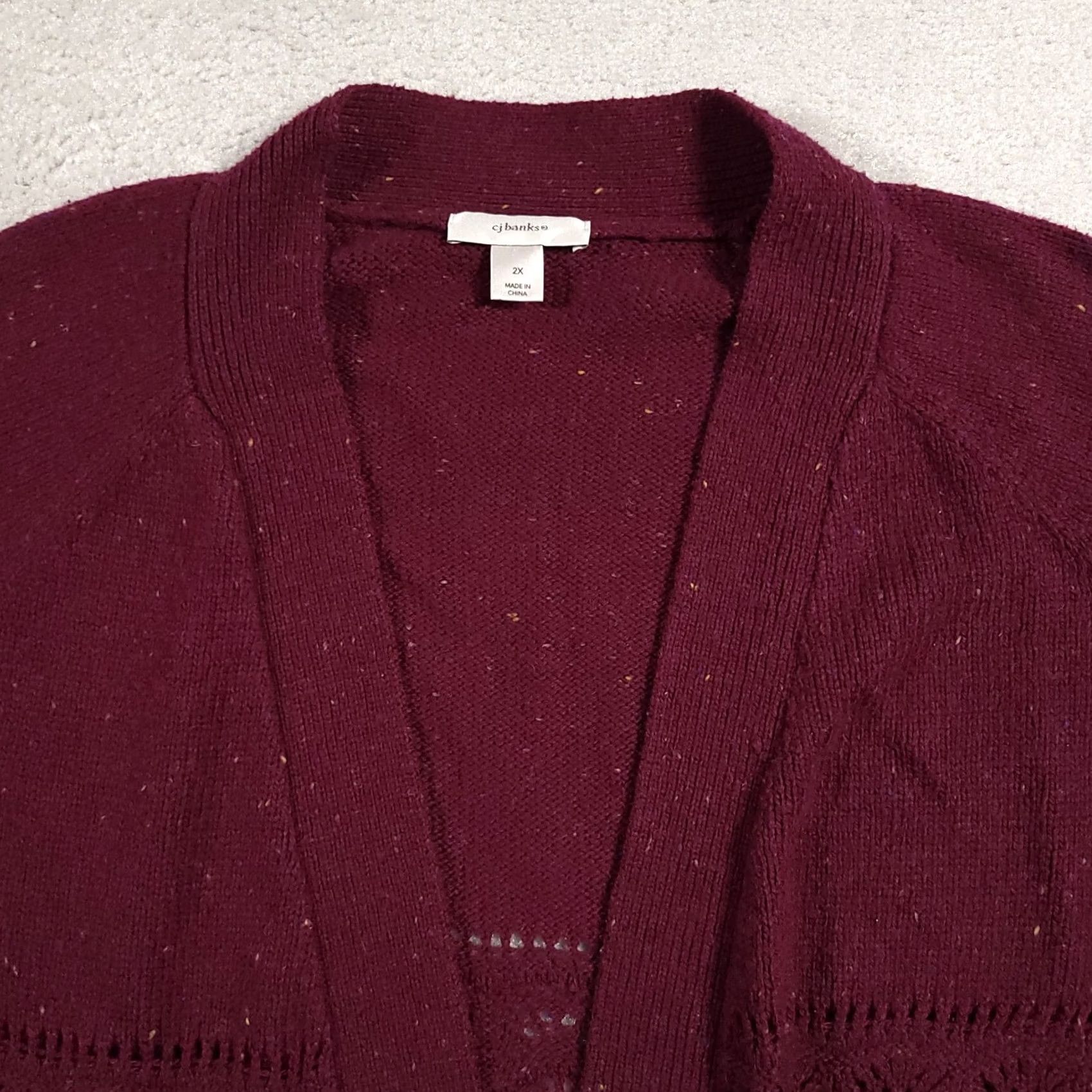 Vintage CJ Banks Cardigan Sweater Womens 2X Plus Red Open Front Open Knit Heavyweight All Seasons Fall Winter Spring Ladies Mens Womens Size XXL / US 16-18 / IT 52-54 - 3 Thumbnail