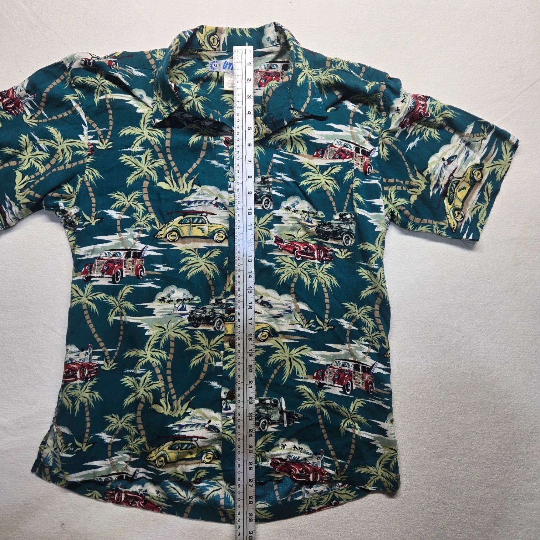 Vintage UTILITY Hawaiian Shirt Short Sleeve Button Up Casual M Blue Rayon Men’s Print Hawaiian 90s Aloha Boys? Size US M / EU 48-50 / 2 - 6 Thumbnail
