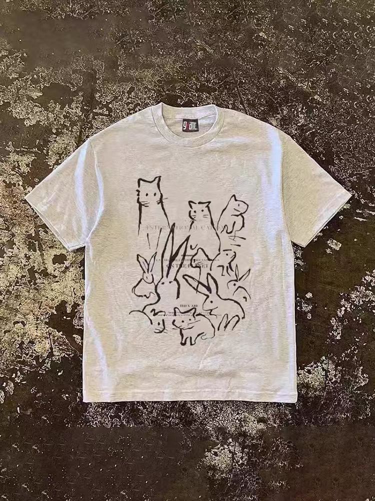 Japanese Brand × Vintage Light Grey Loose Printed Casual Short Sleeve T-Shirt Size US XL / EU 56 / 4 - 1 Thumbnail