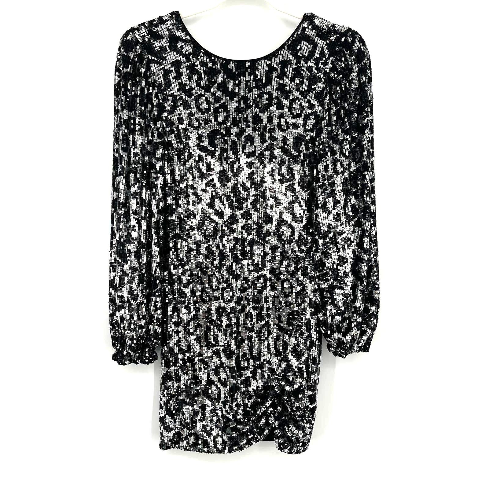 Saylor Saylor Sequin Black White Mini Dress Size XS Size XS / US 0-2 / IT 36-38 - 2 Thumbnail