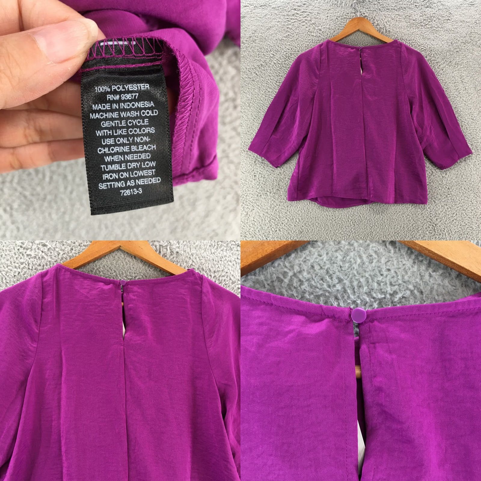 Worthington Worthington Puff Sleeve Blouse Top Womens S Purple 3/4 Sleeve Keyhole Back NWT Casual Basic Shirt Blouse Womens S Purple 3/4 Sleeve Keyhole Back NWT Size S / US 4 / IT 40 - 8 Thumbnail
